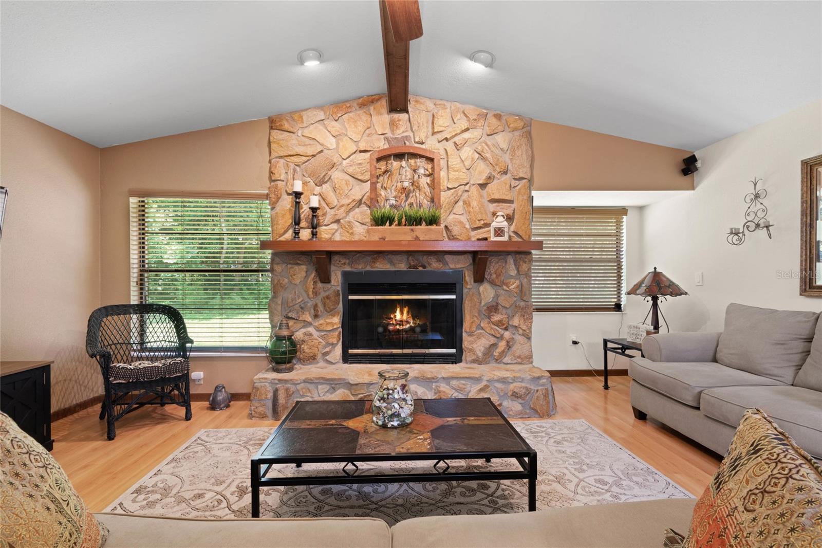 Family room with fireplace