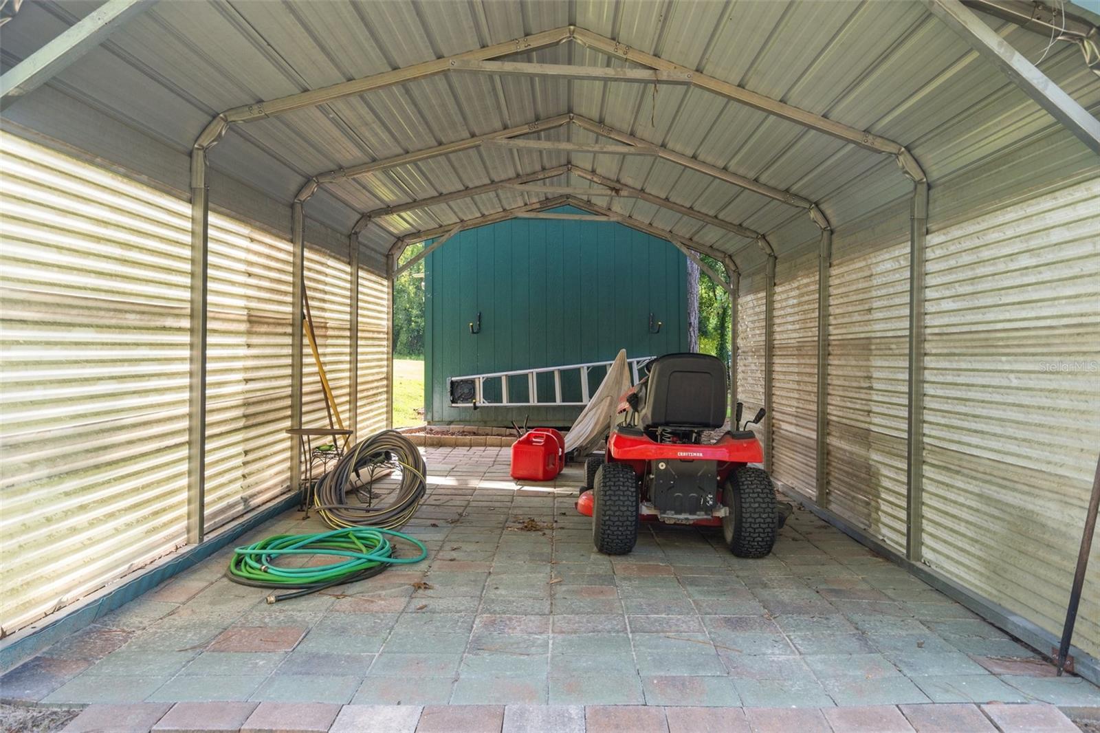 Carport with pavers