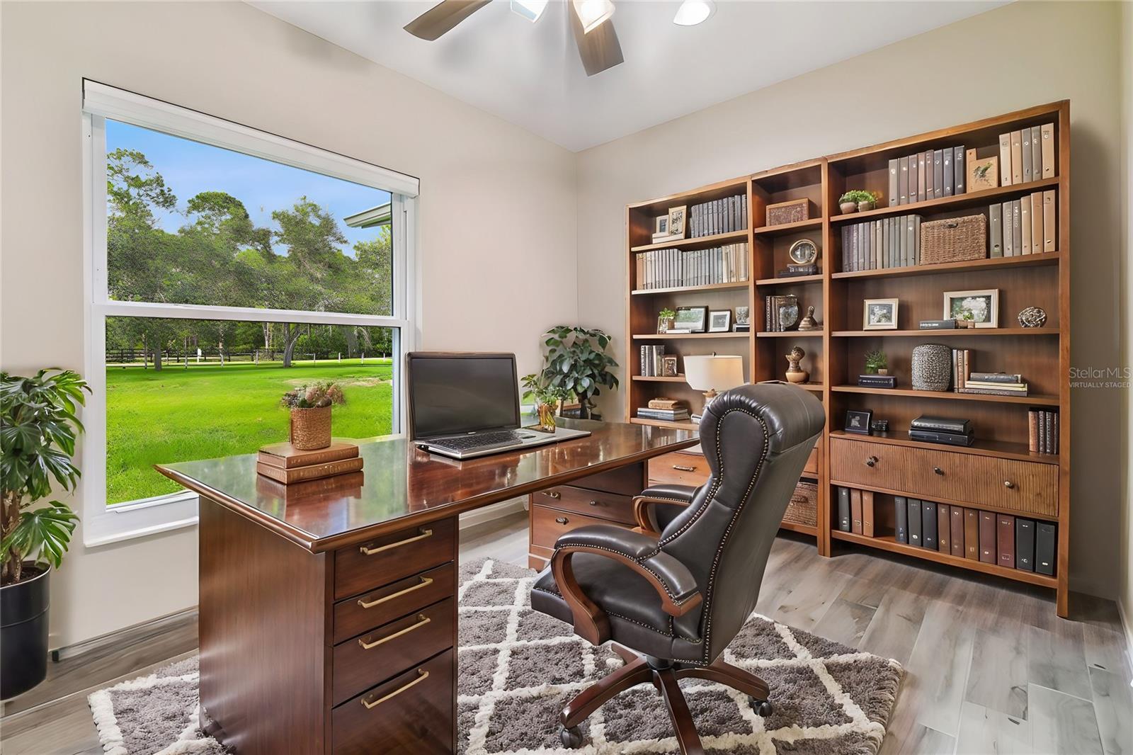 Virtually staged office/den