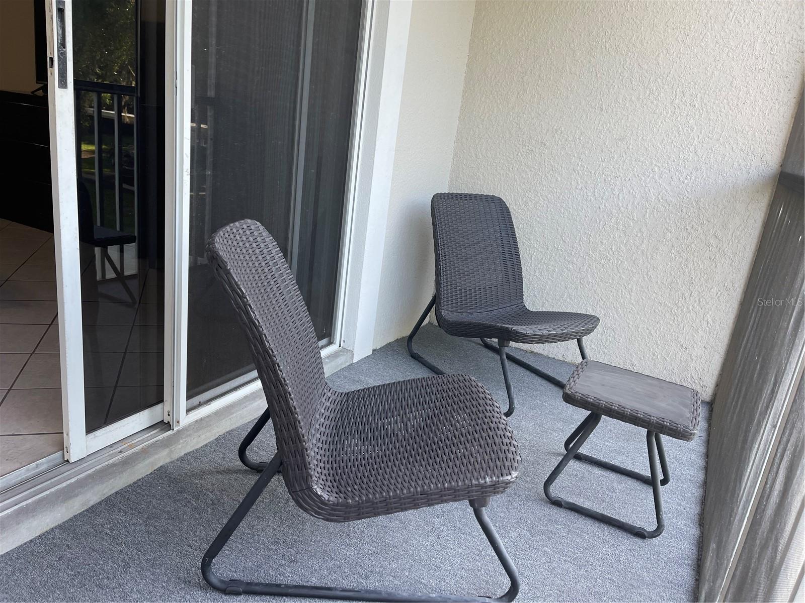 Patio outside of studio lockout has new exterior carpet