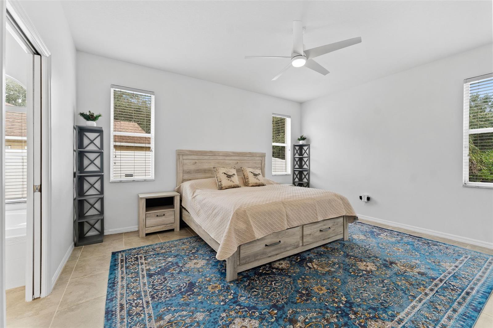 Spacious master bedroom at Rear of Home