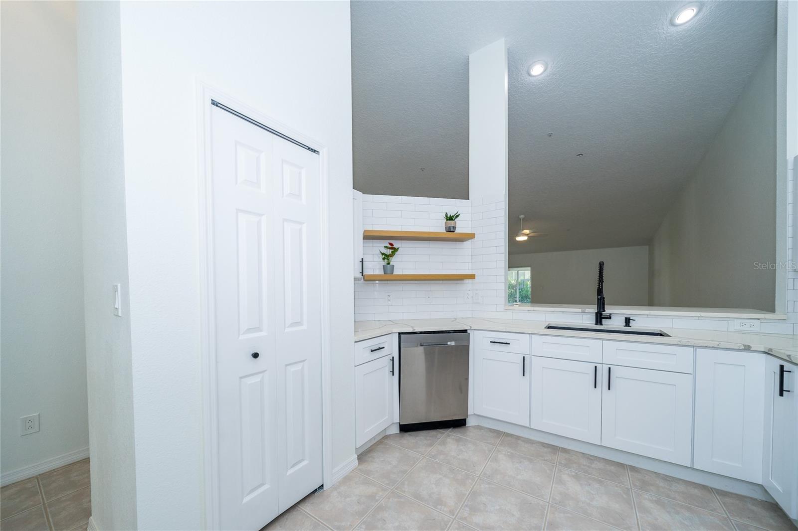 kitchen with shelf and storage