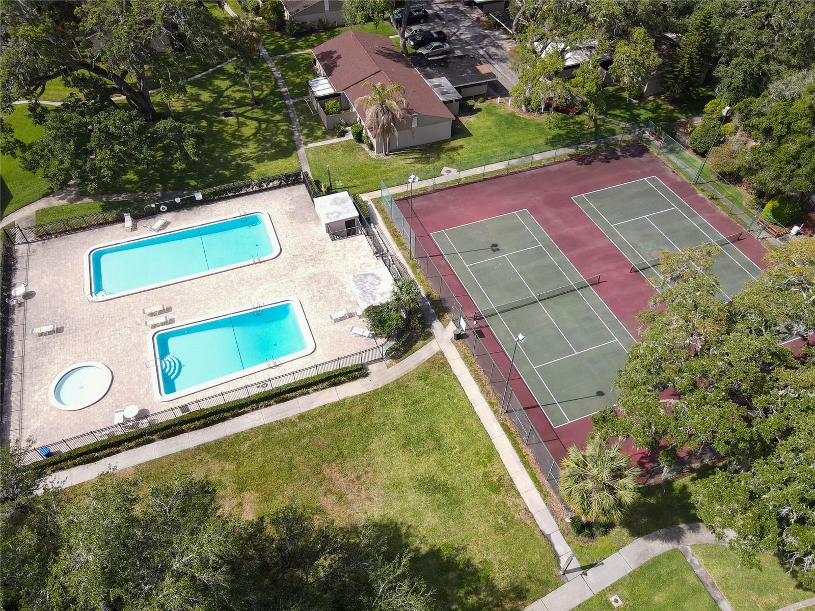 community pool and tennis courts