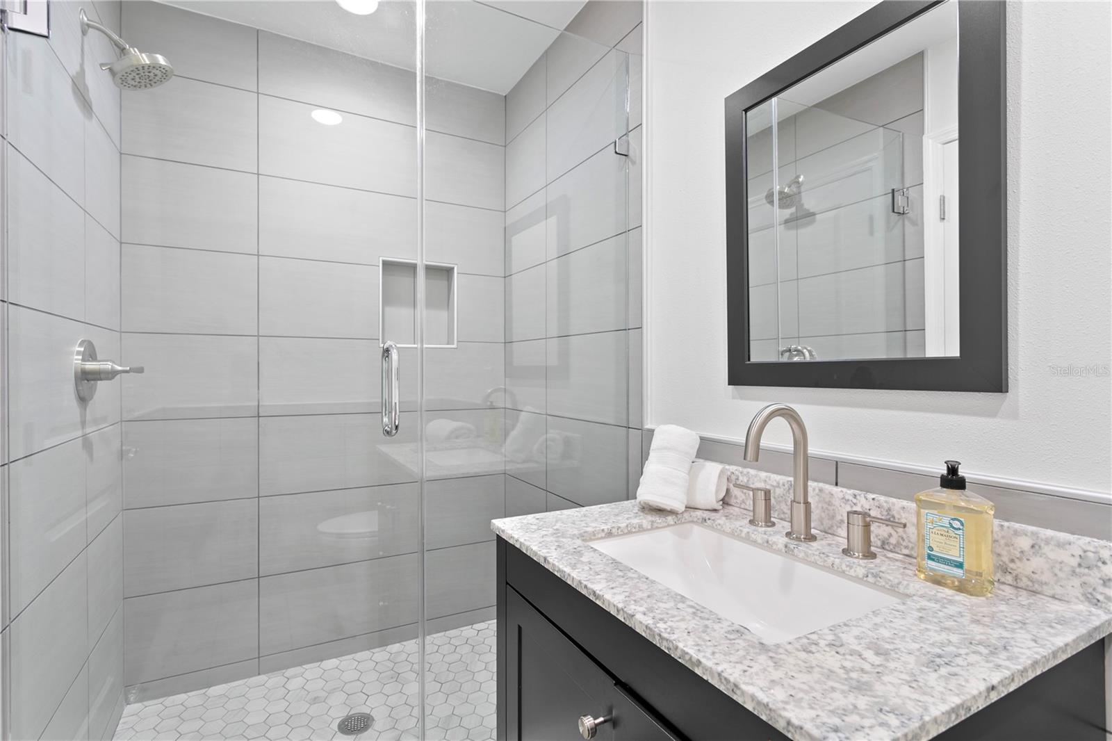 Hall bathroom with walk-in shower