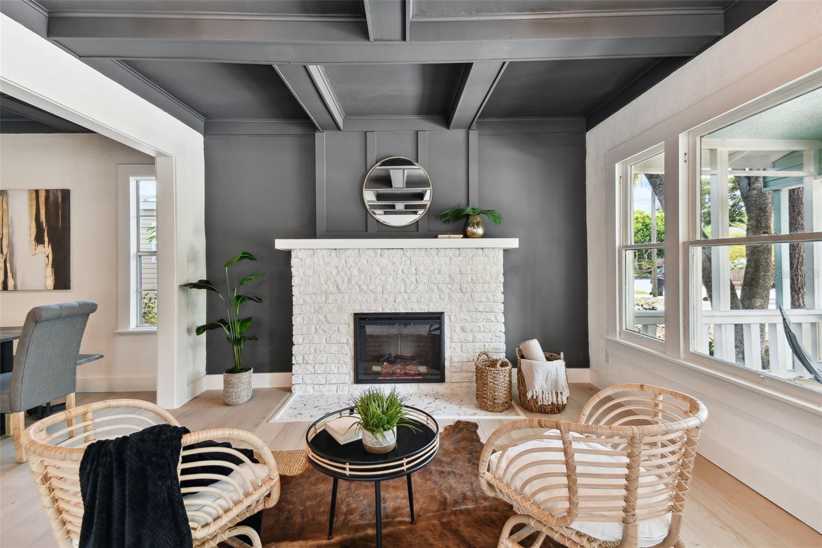 Stunning living room with fireplace