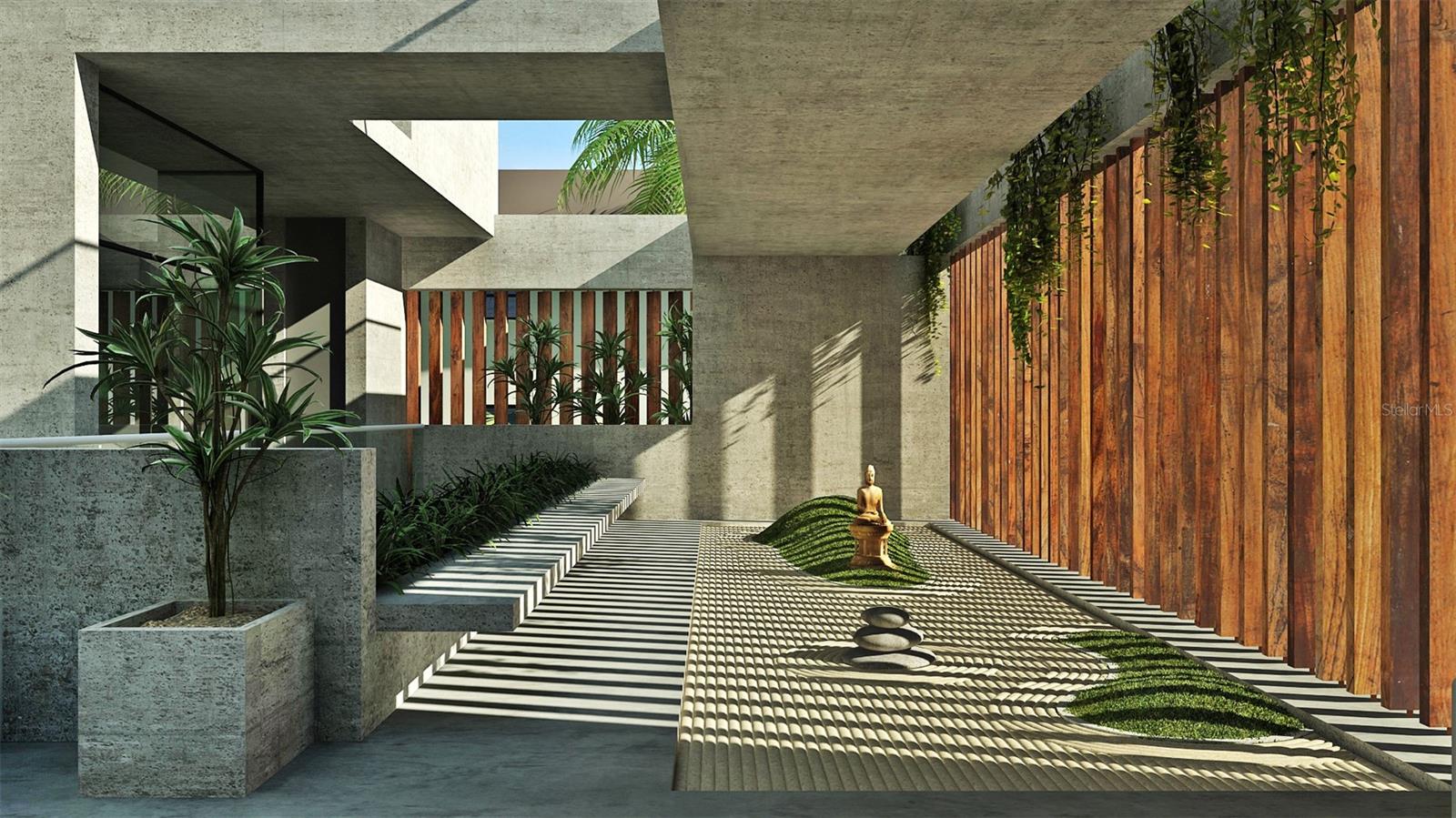 Elevated Zen Garden by First Floor Entrance