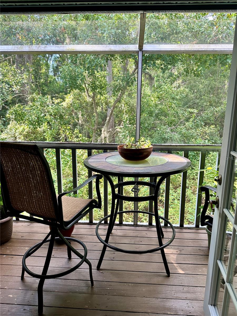 French doors to tranquil peaceful screened in patio