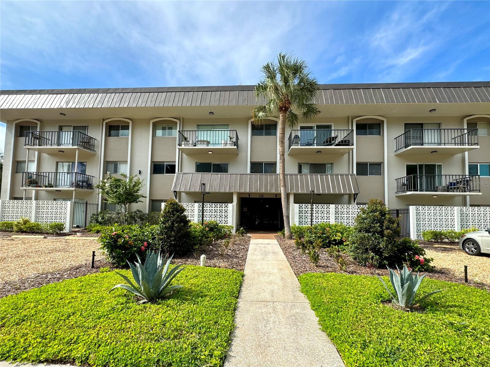 Front view of condo building