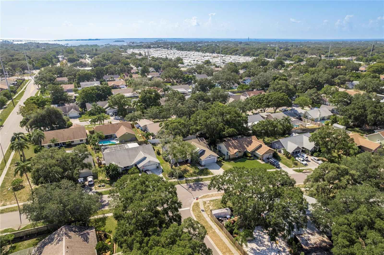 Aerial view of front of home with view of the Gulf of Mexico