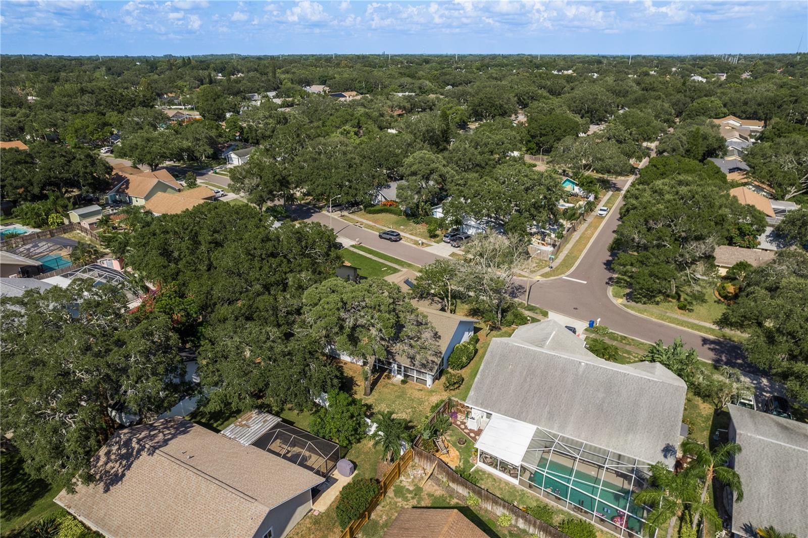 Aerial view of the backyard