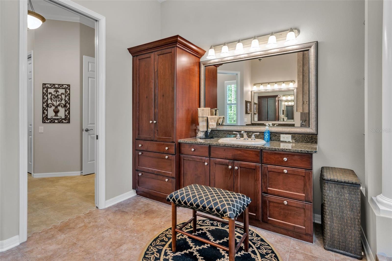 Vanity Area one & storage linen closet