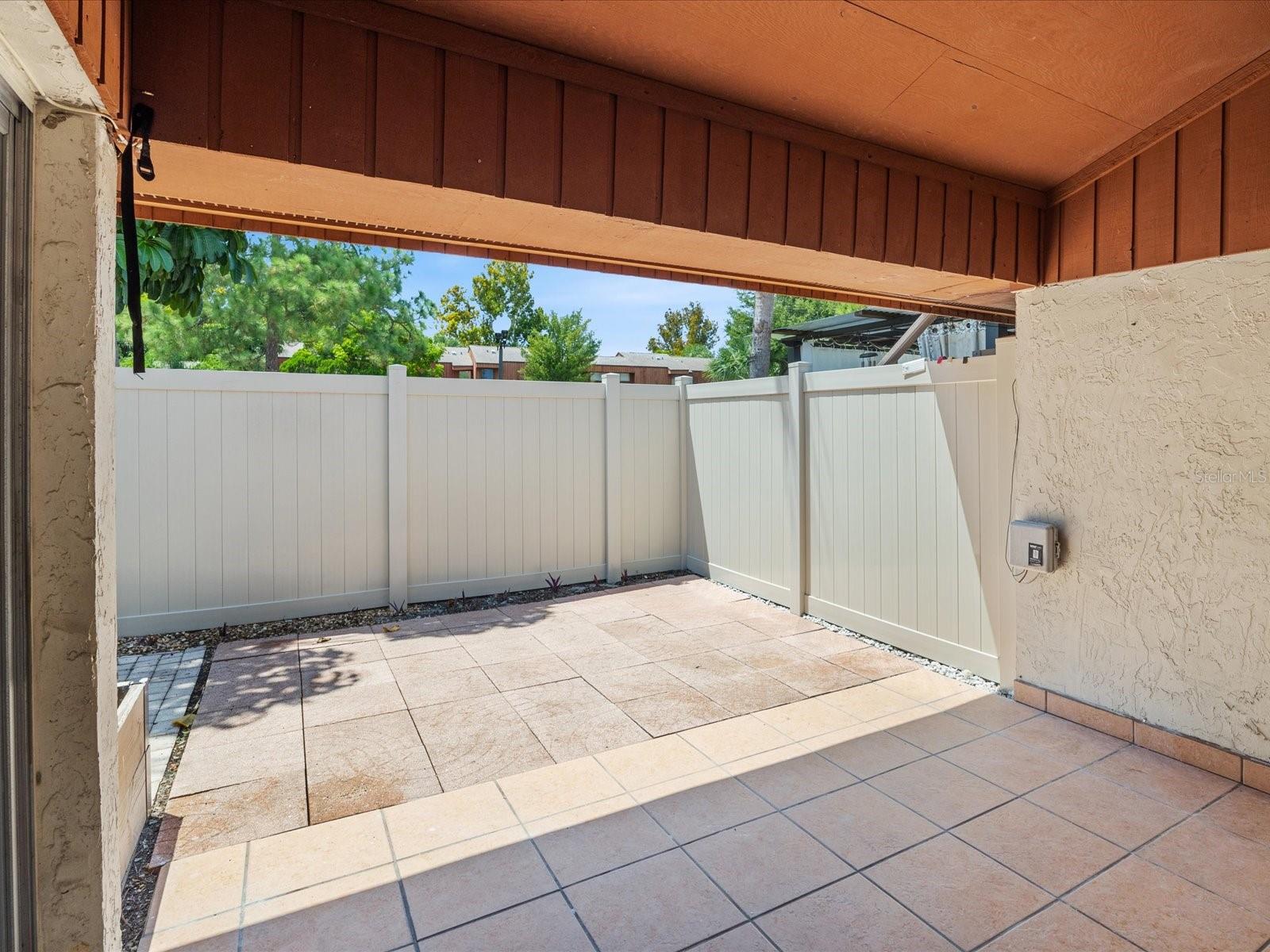 Private back patio area