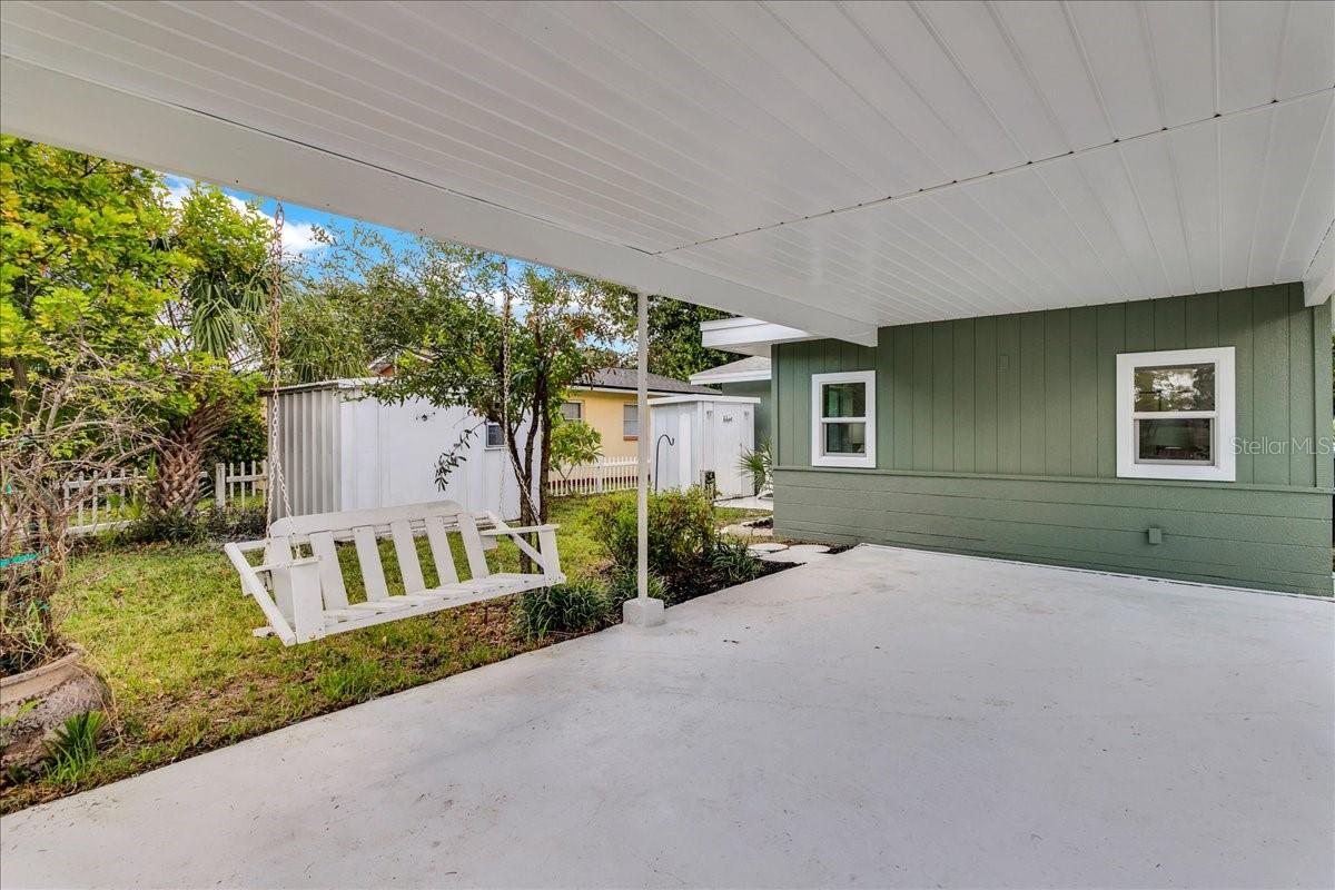 Carport with open patio area