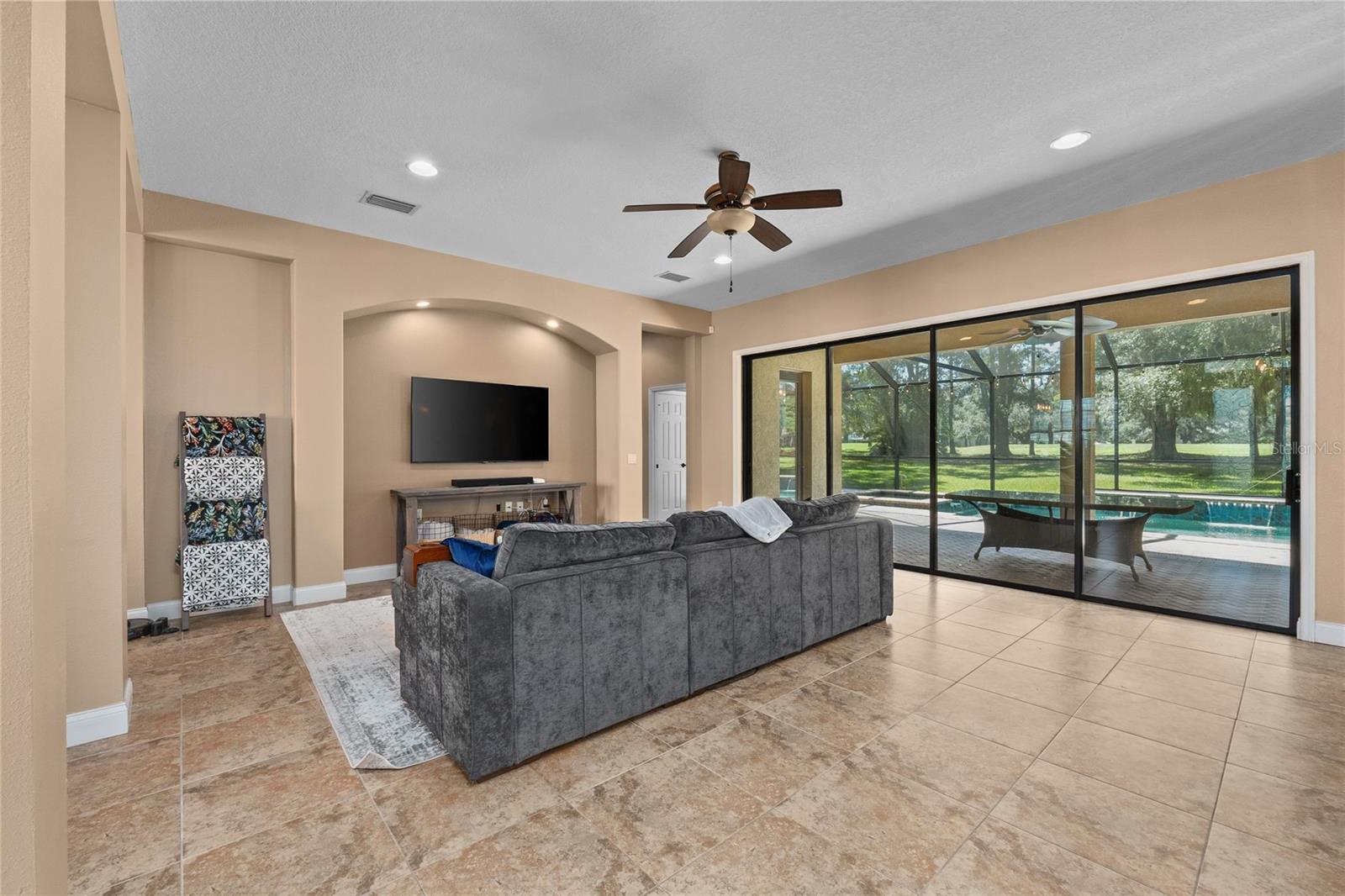 Family Room with large sliders to the Lanai