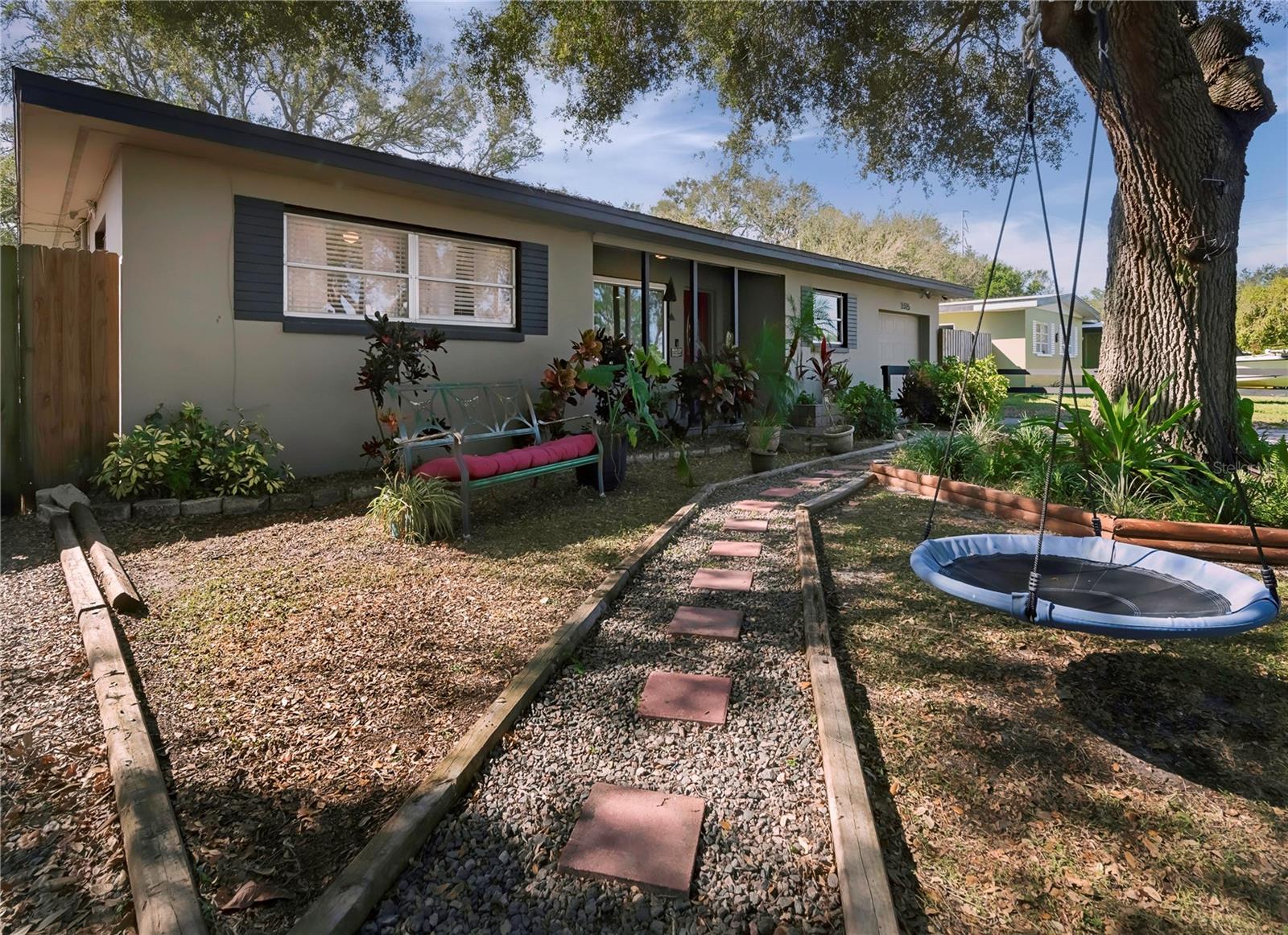 Pathway leading to front door.