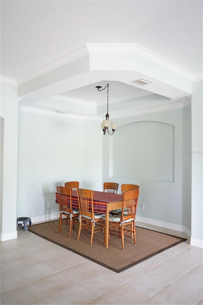 dining space with tray ceiling