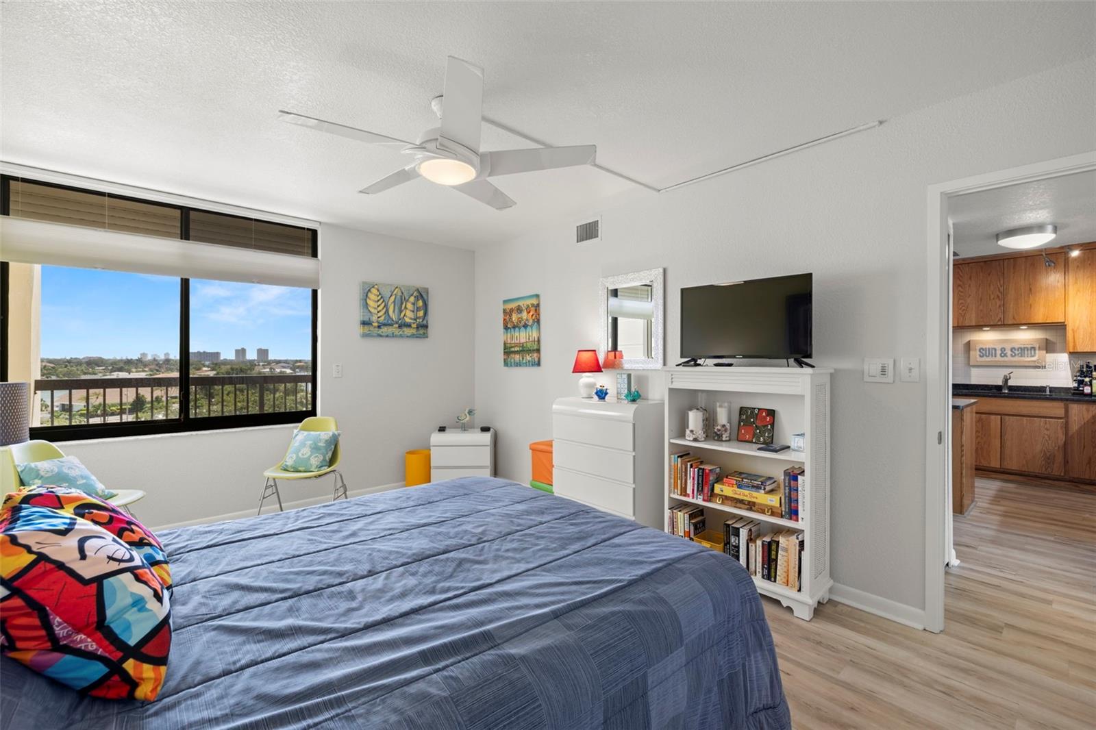 View of the tennis courts from the guest bedroom