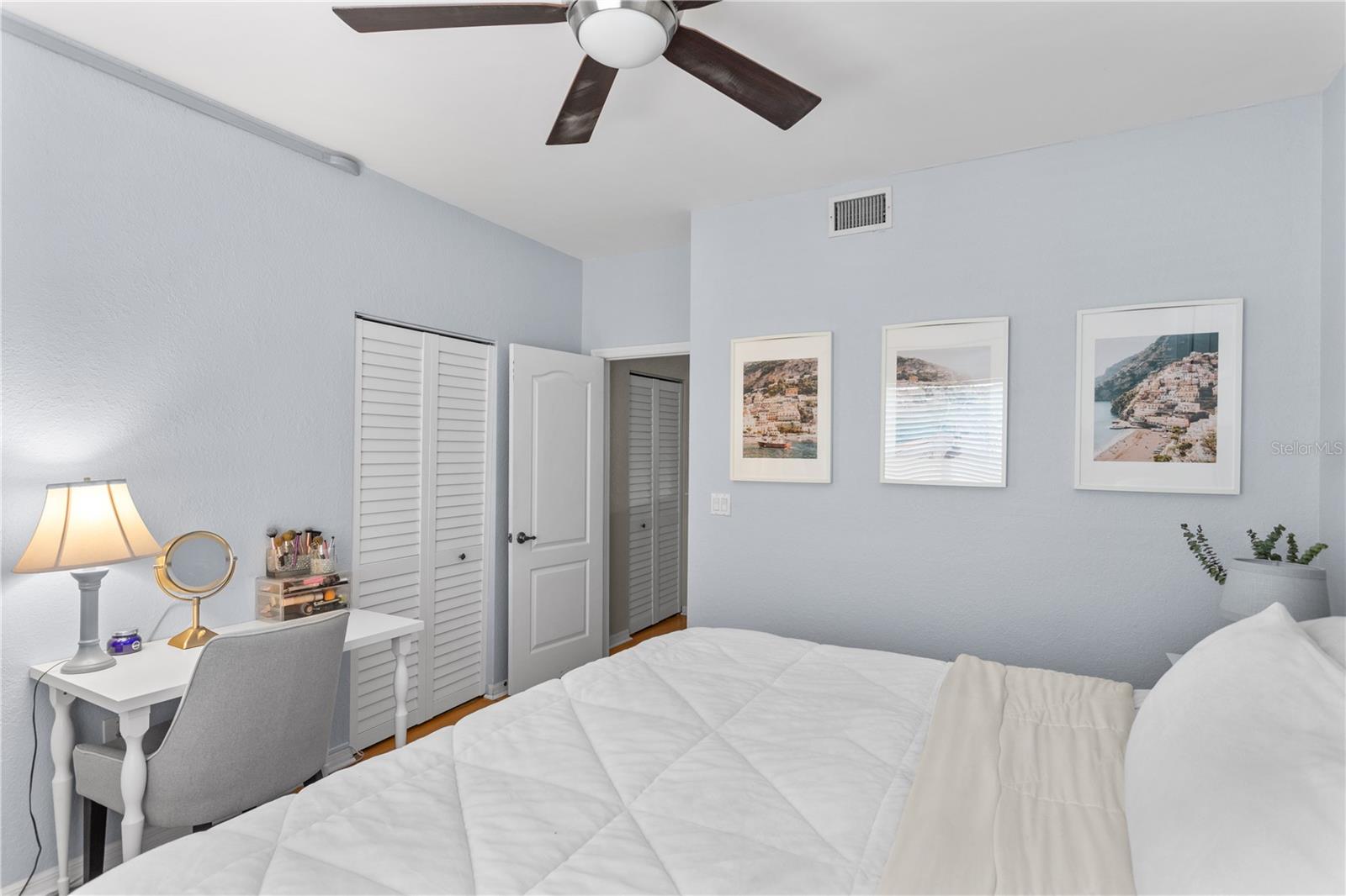 The primary bedroom is complete with a large walk-in closet.