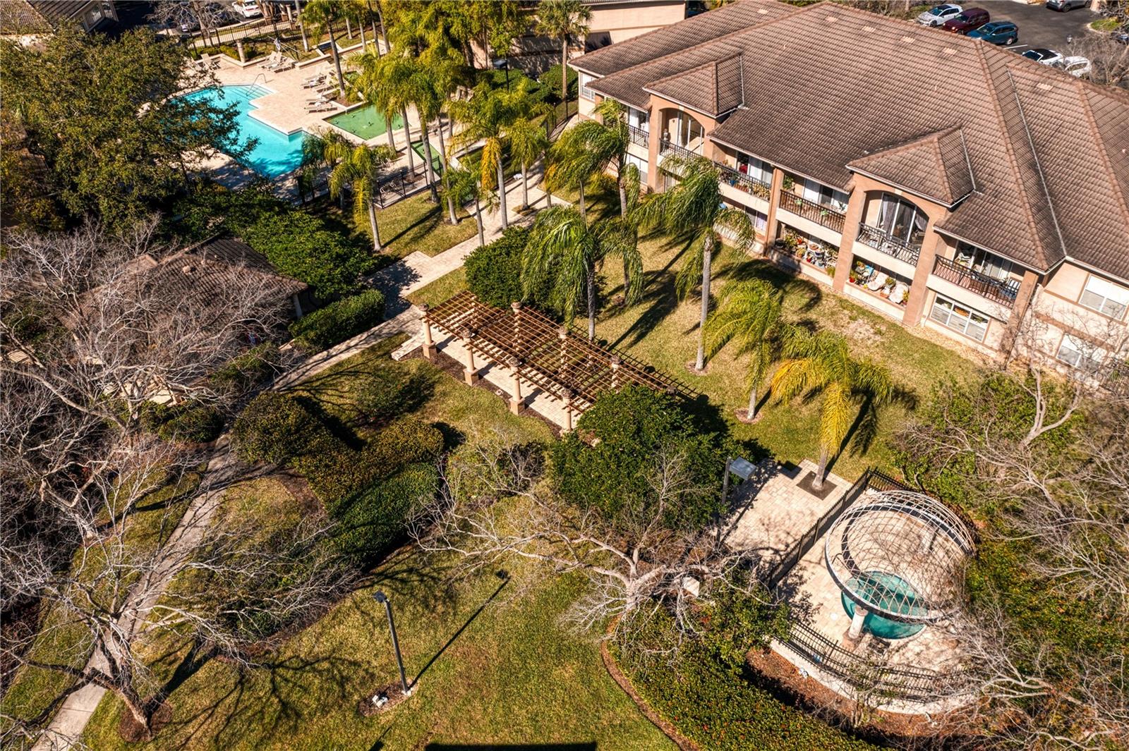 Here's a birds eye view of the spa surrounded by lovely grounds maintained by the Association.