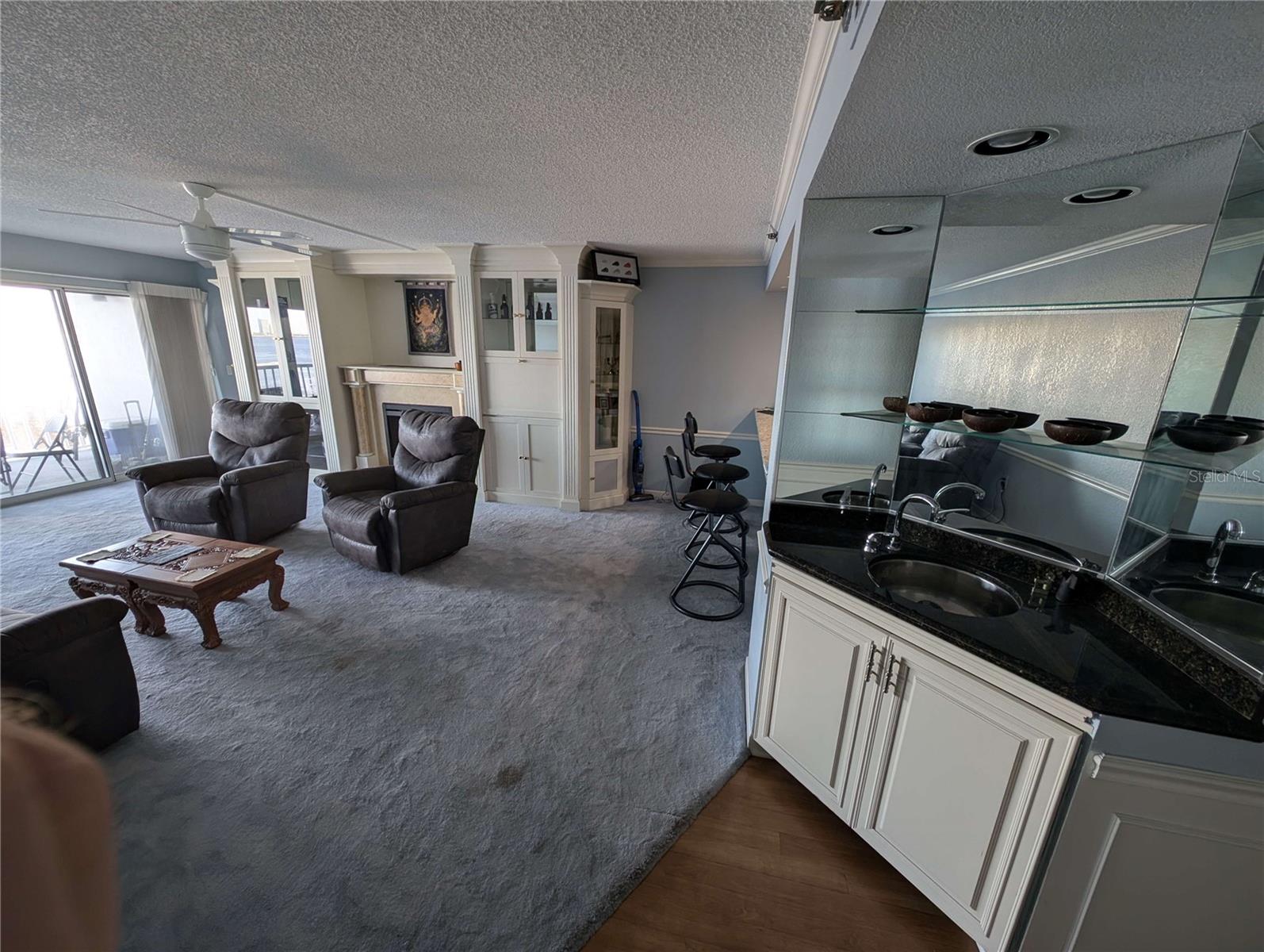 Living room with wet bar