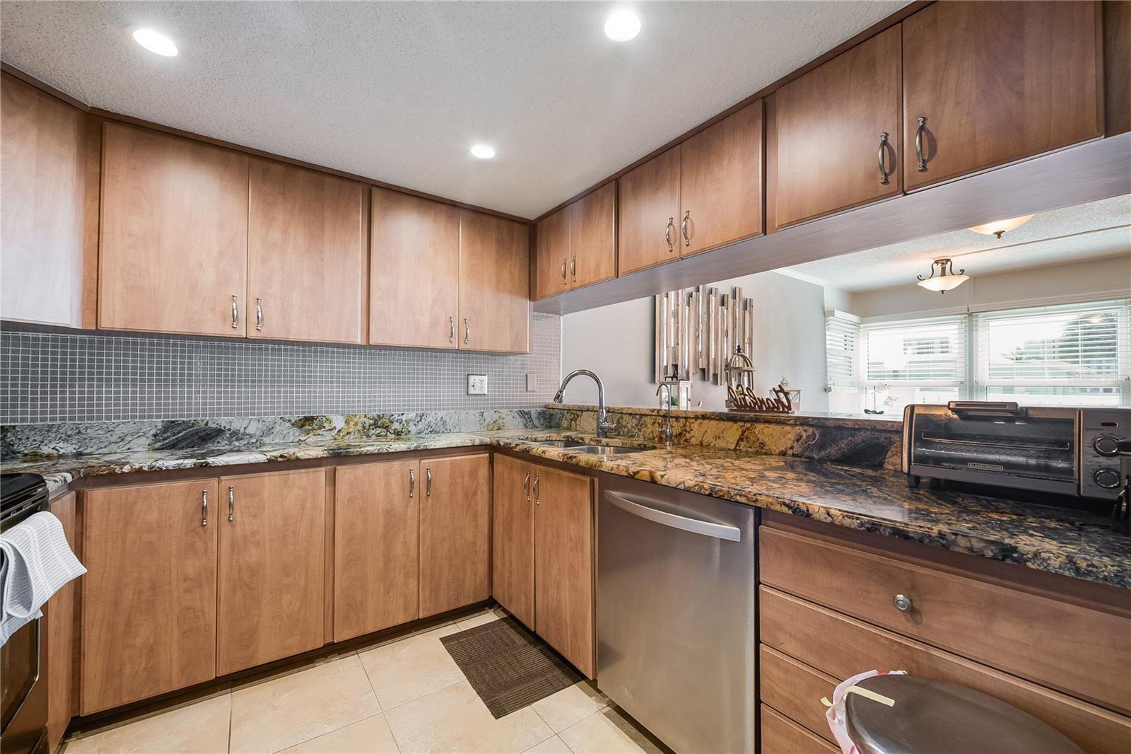 Kitchen with granite countertops