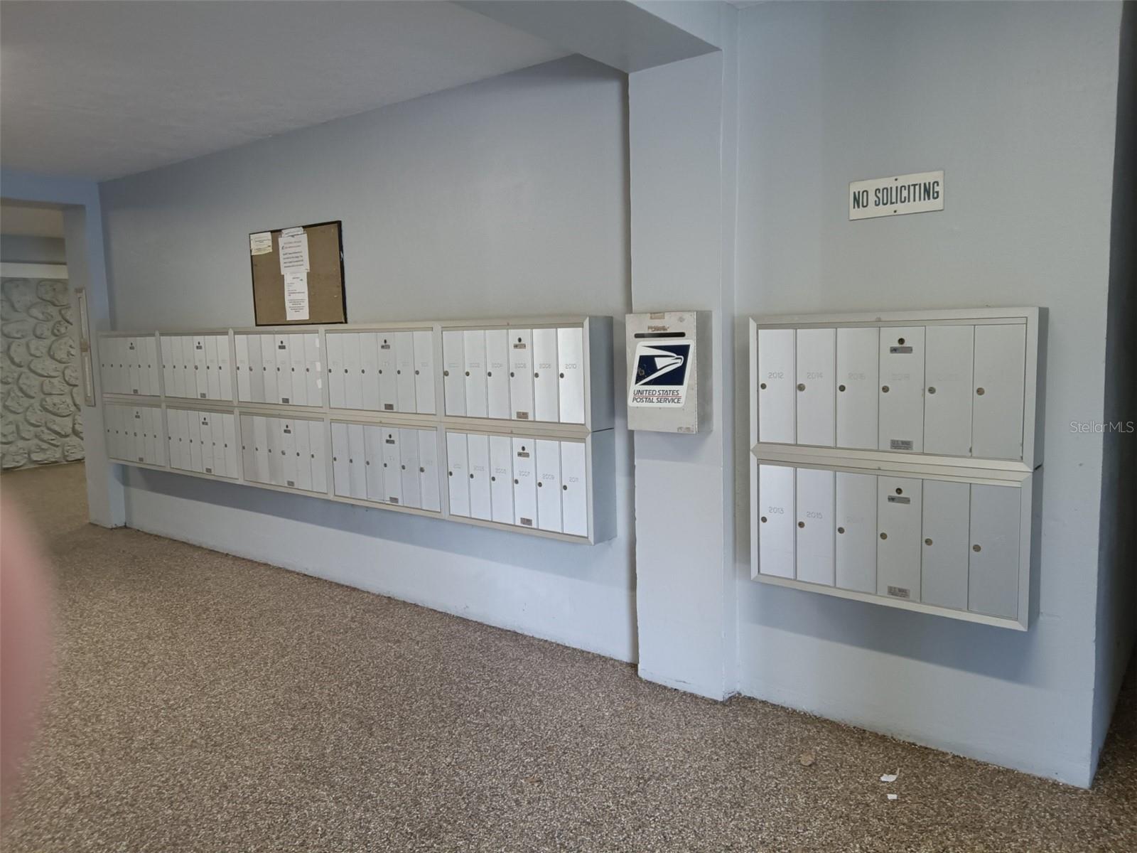 Mailboxes in breezeway