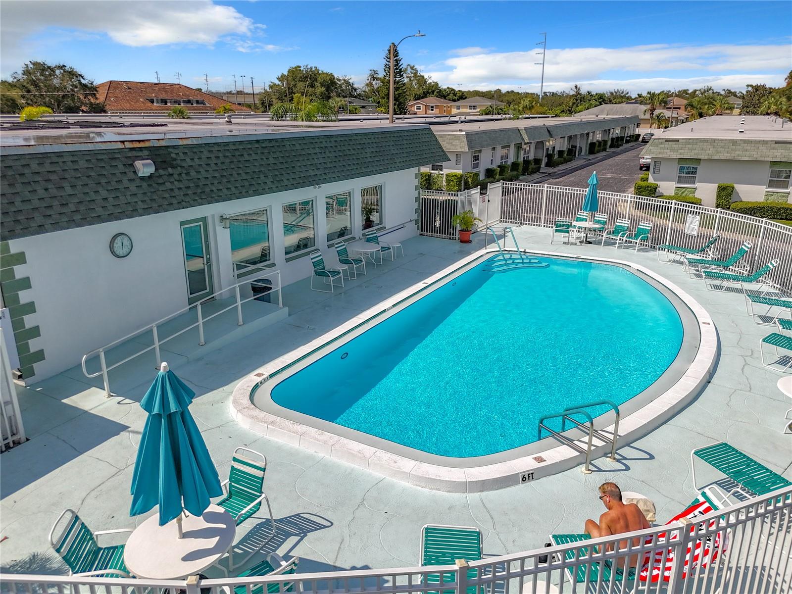 Aerial view of the Clubhouse and the Pool