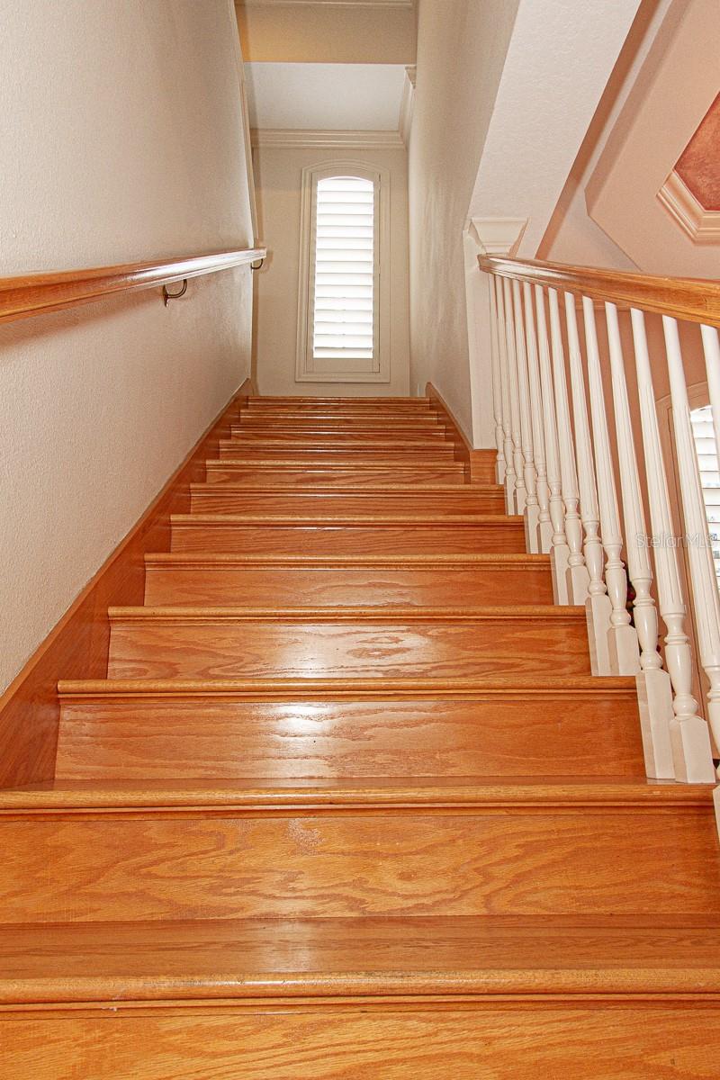 Stair way to upper level Suites and Game Room