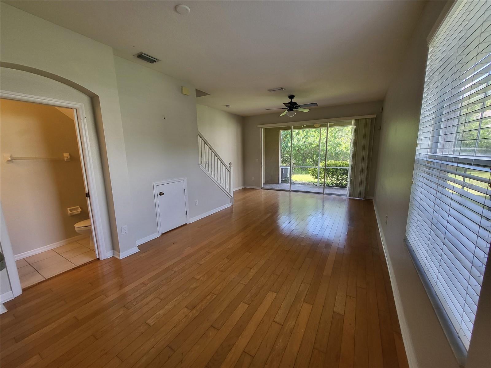 Spacious Great Room with real wood floors