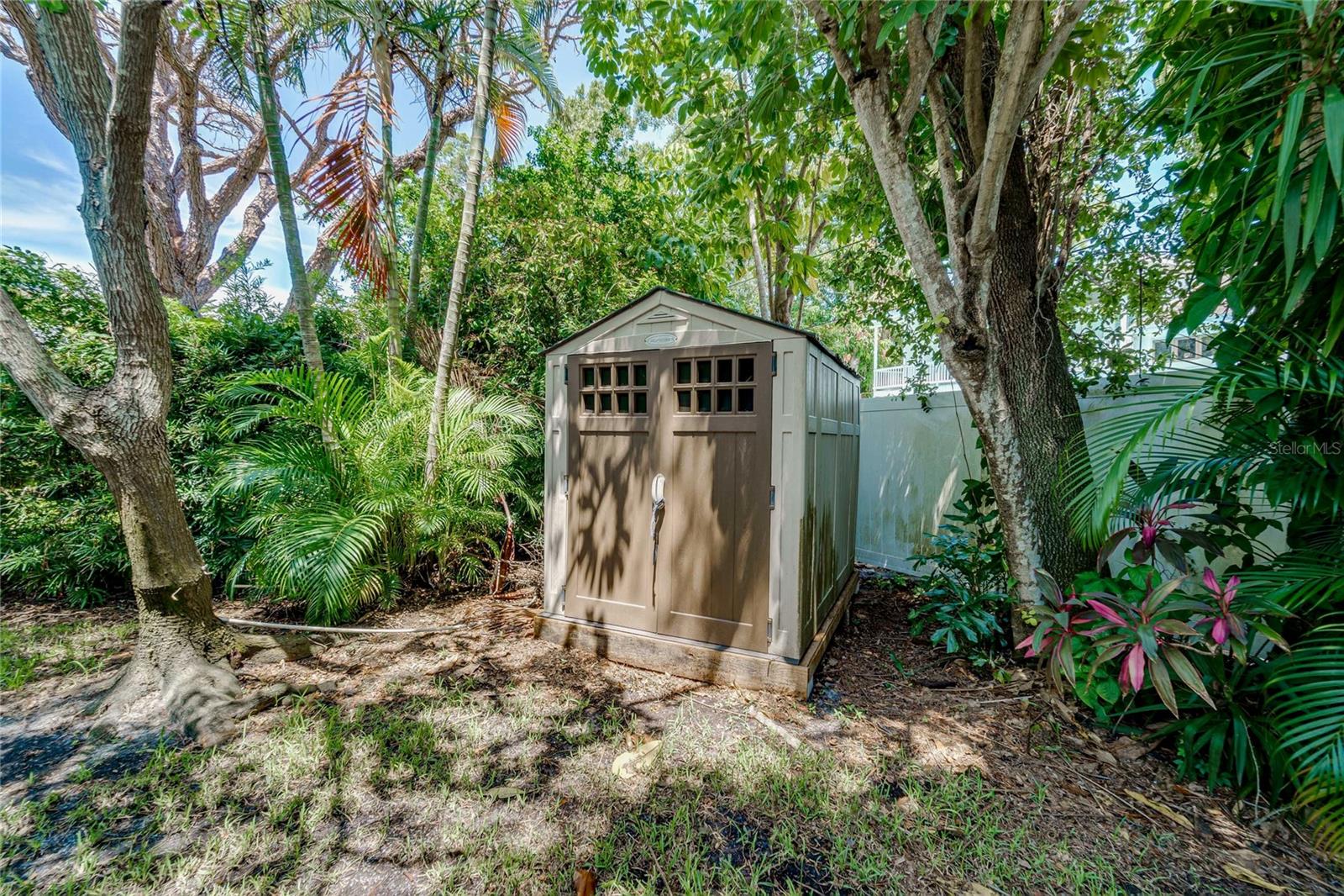 Storage shed in the backyard.