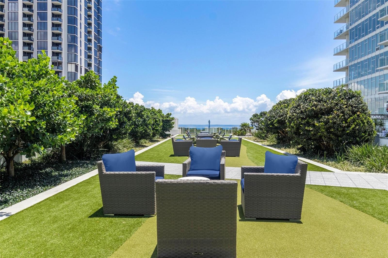 On the pool/amenities deck, there are many places to relax or gather with friends while enjoying the tropical breezes and water views.