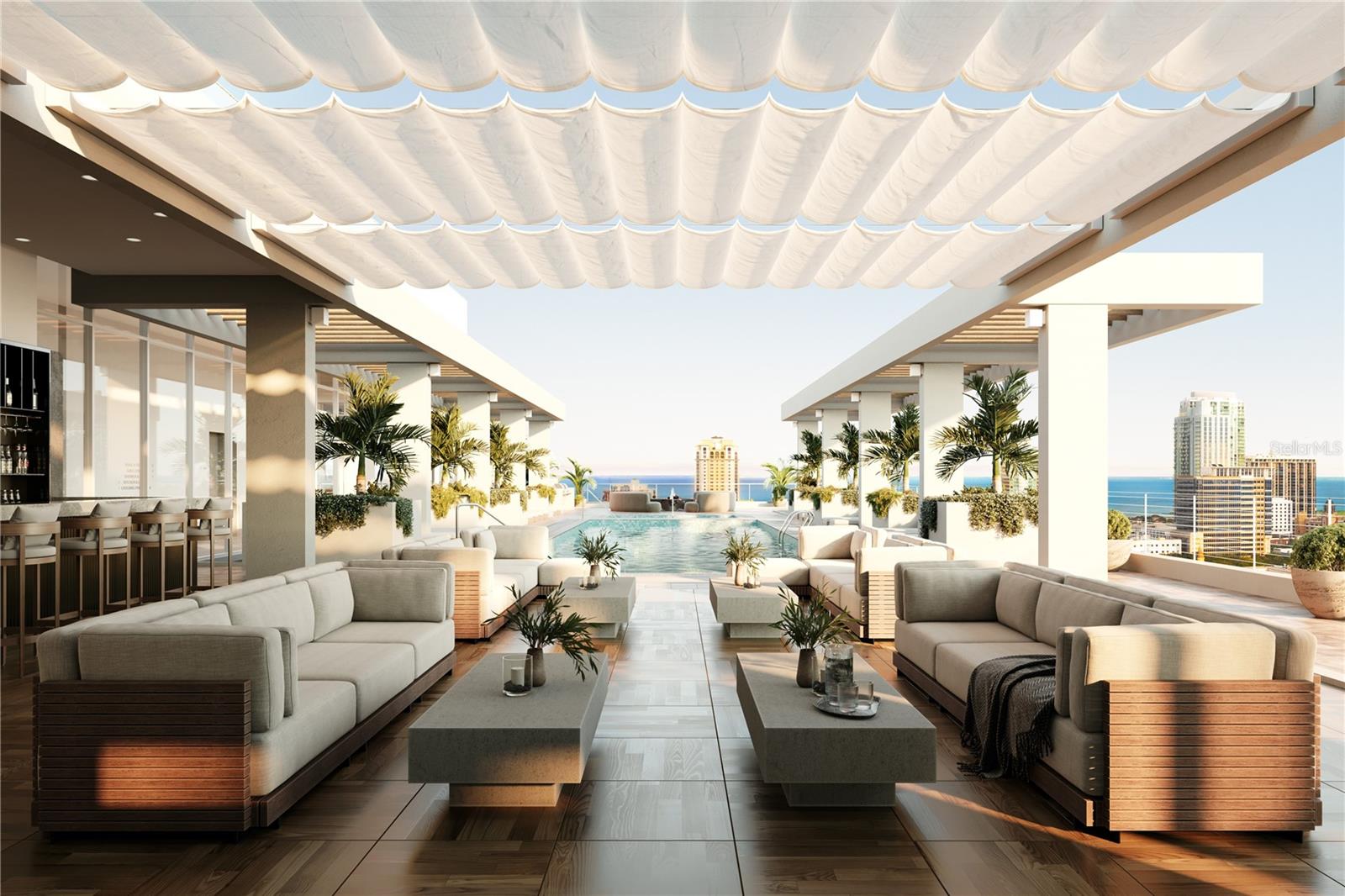 Rooftop Amenities: Covered bar area