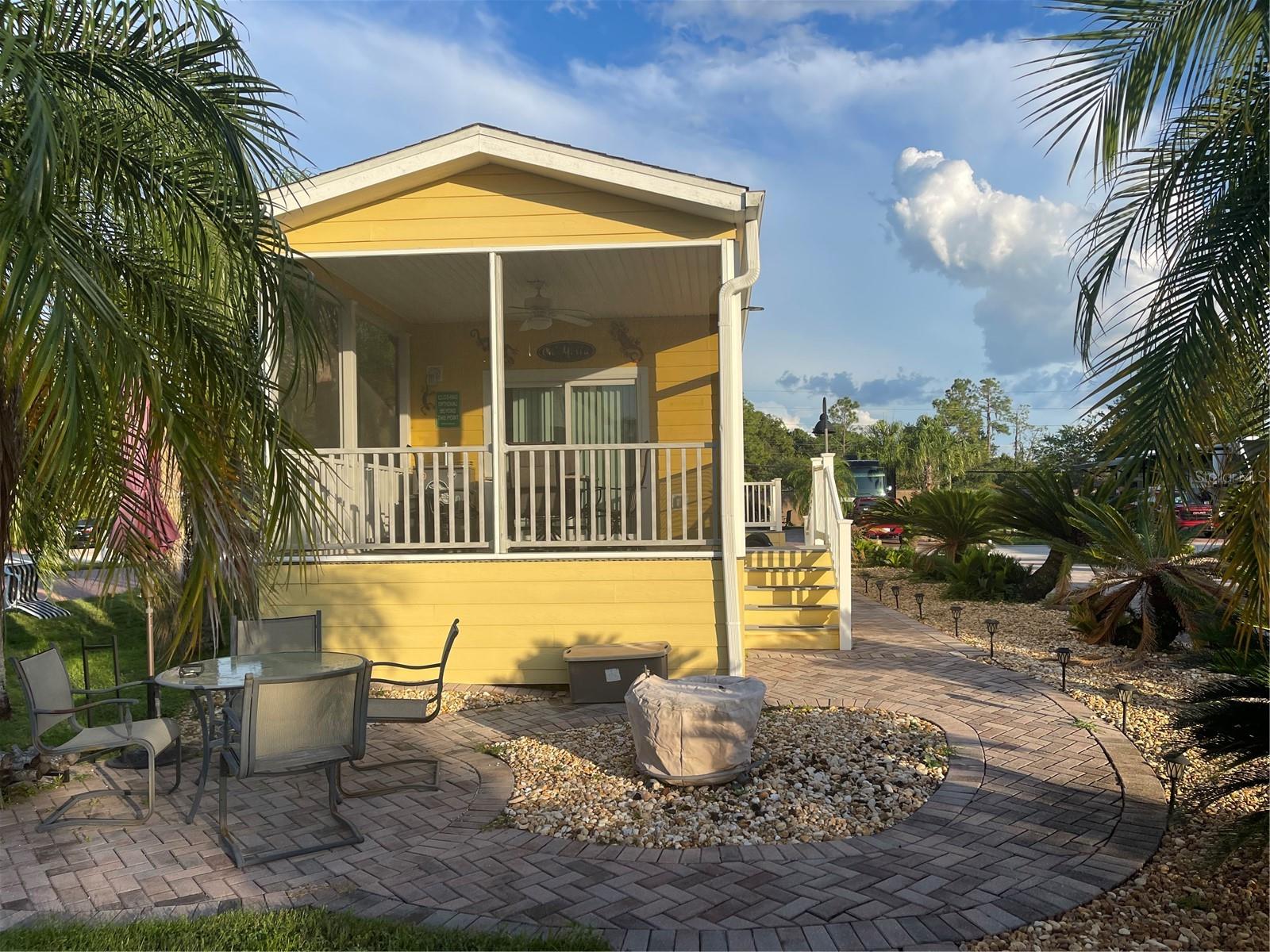 A variety of palms adorn the property