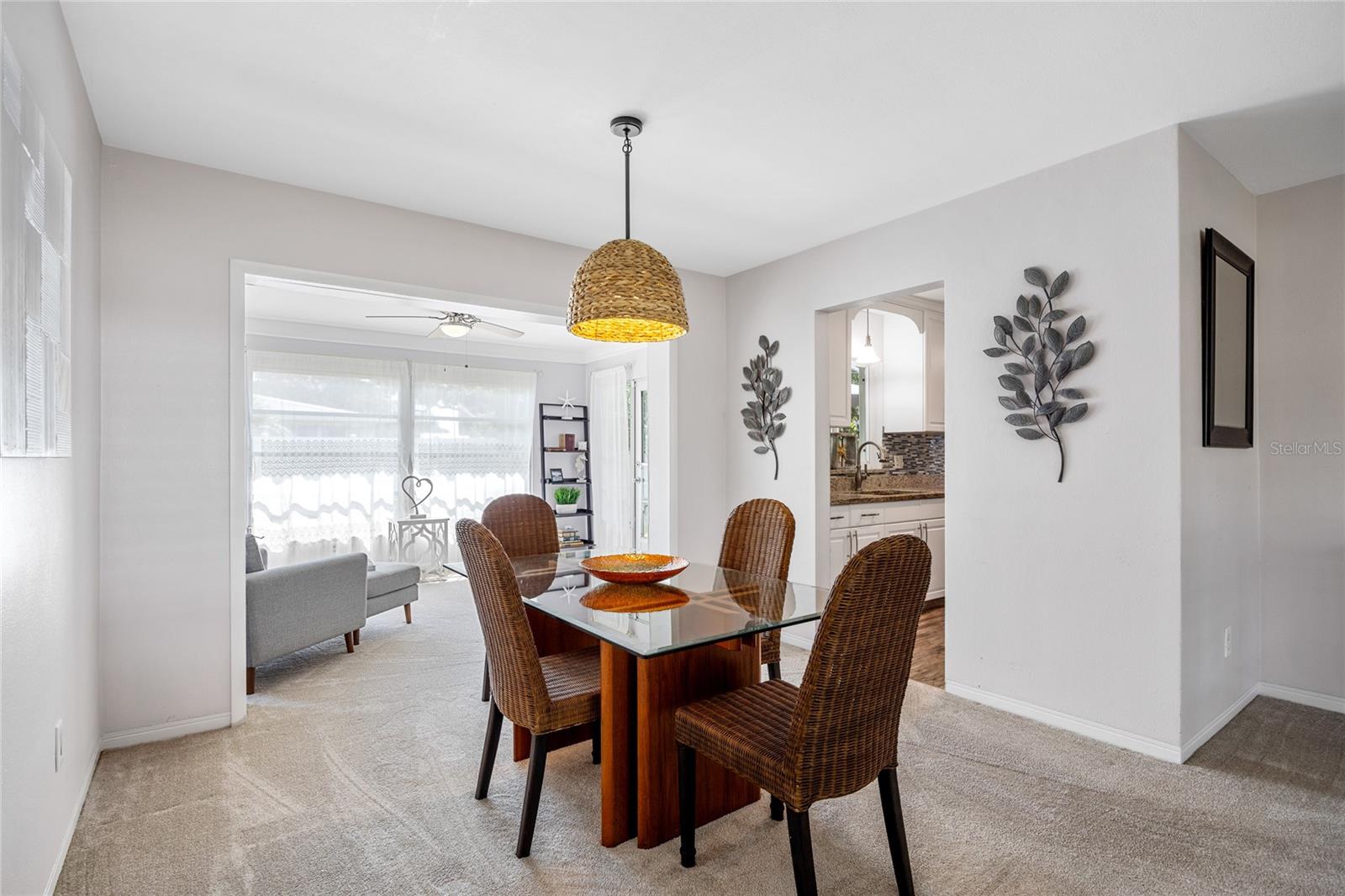 This Dining Room is convenient to the Kitchen and Living areas.