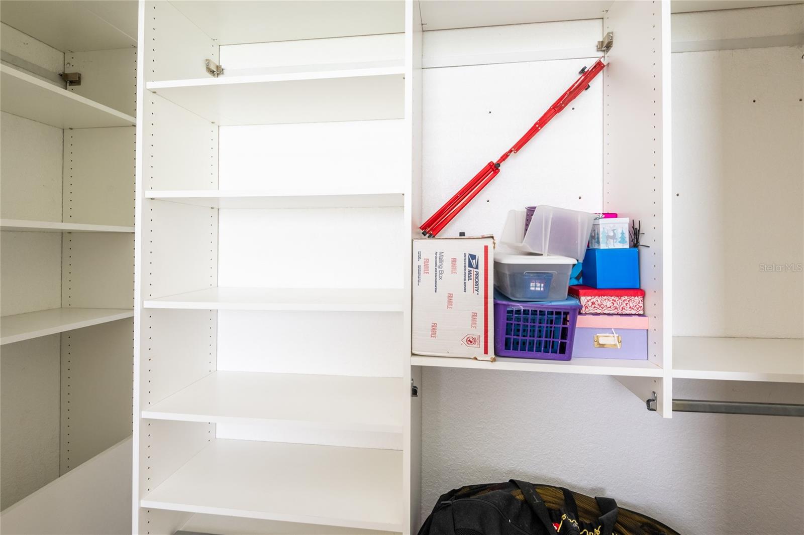 Guest bedroom custom closets.