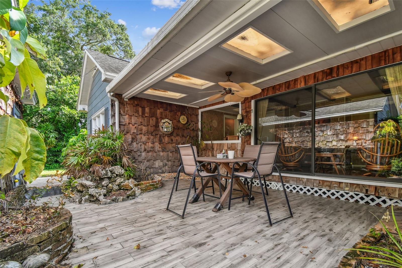 Outdoor patio near den / bar room