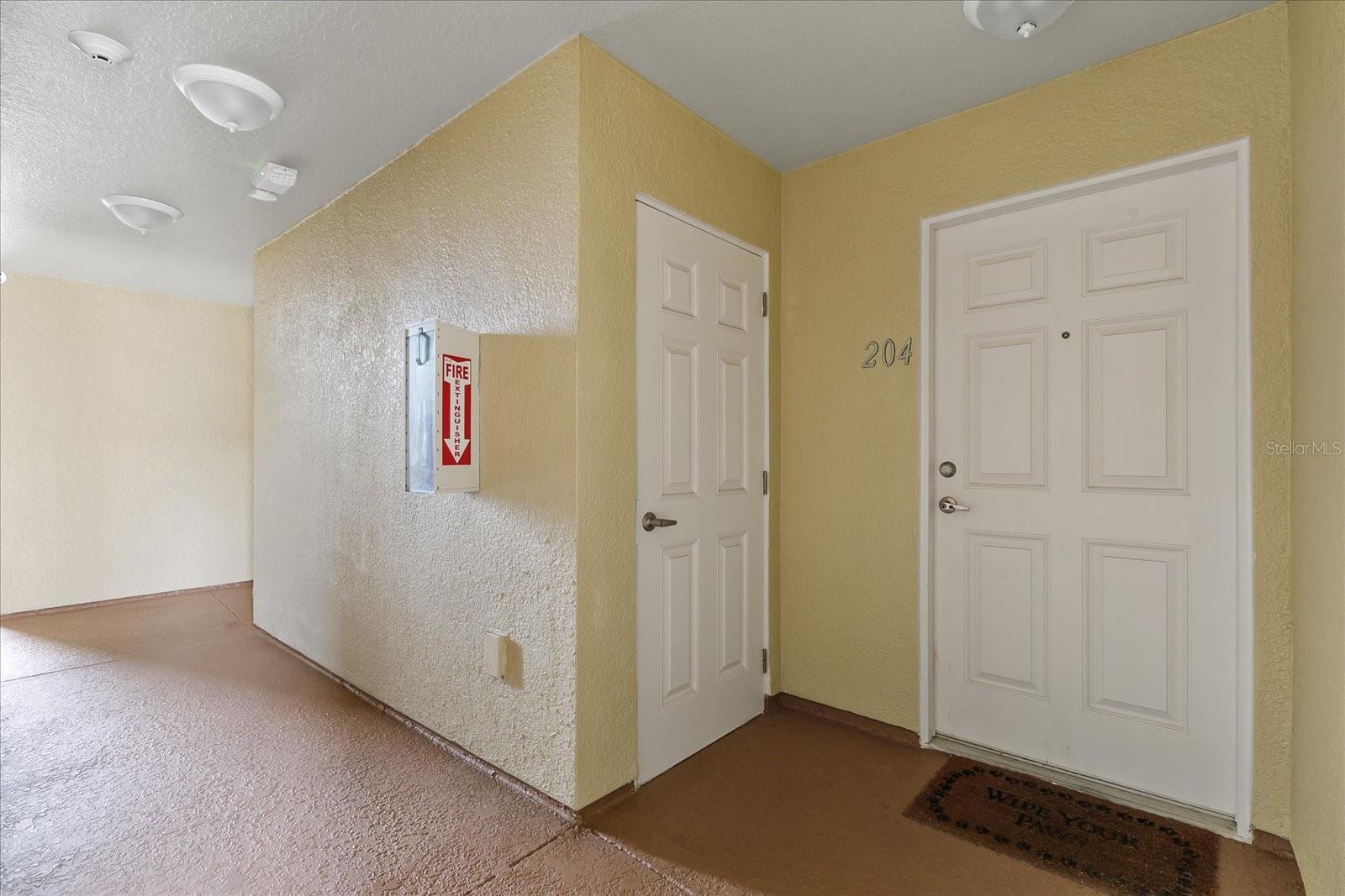 Convenient storage room right outside front door!