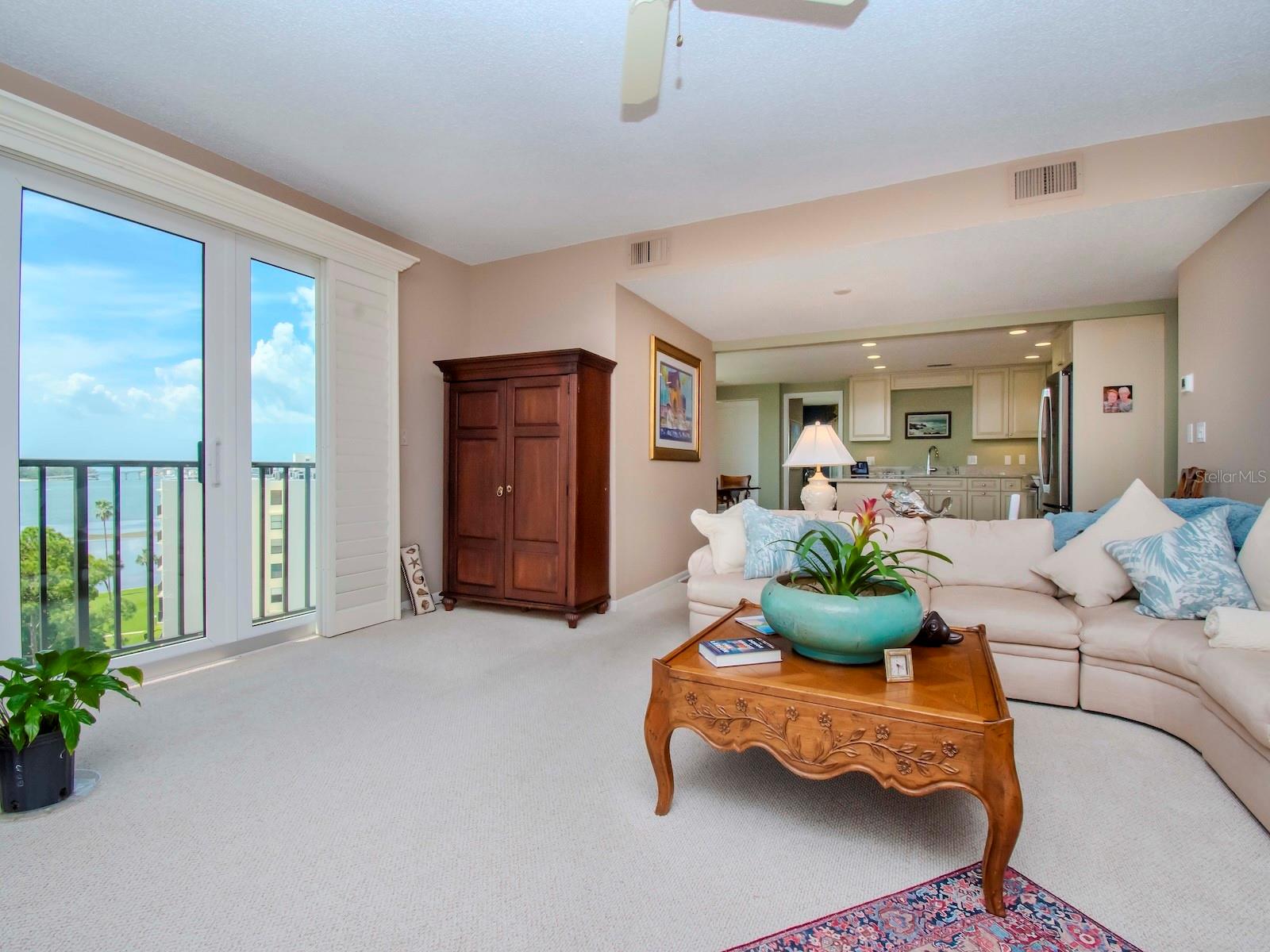 Views to the Gulf and Intercoastal Waters from the Family Room and open to the kitchen