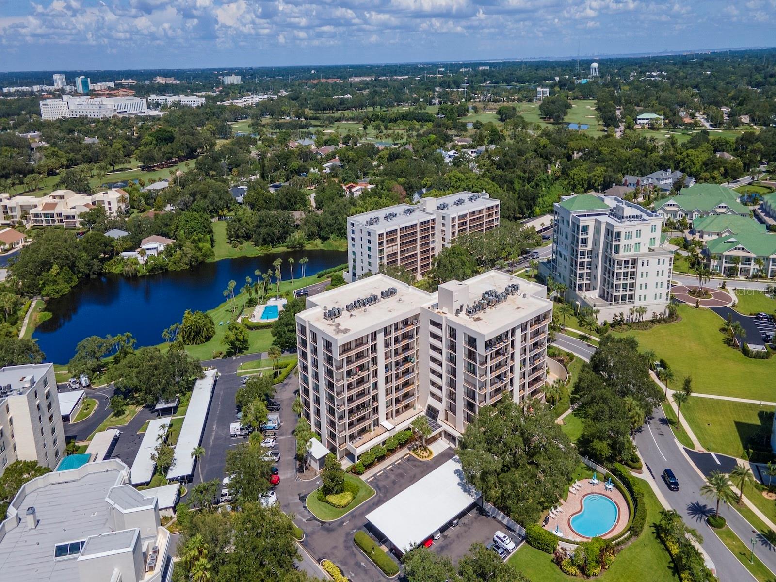 The Oaks and looking north to Morton Plant Hospital and part of Belleview Place Townhomes.