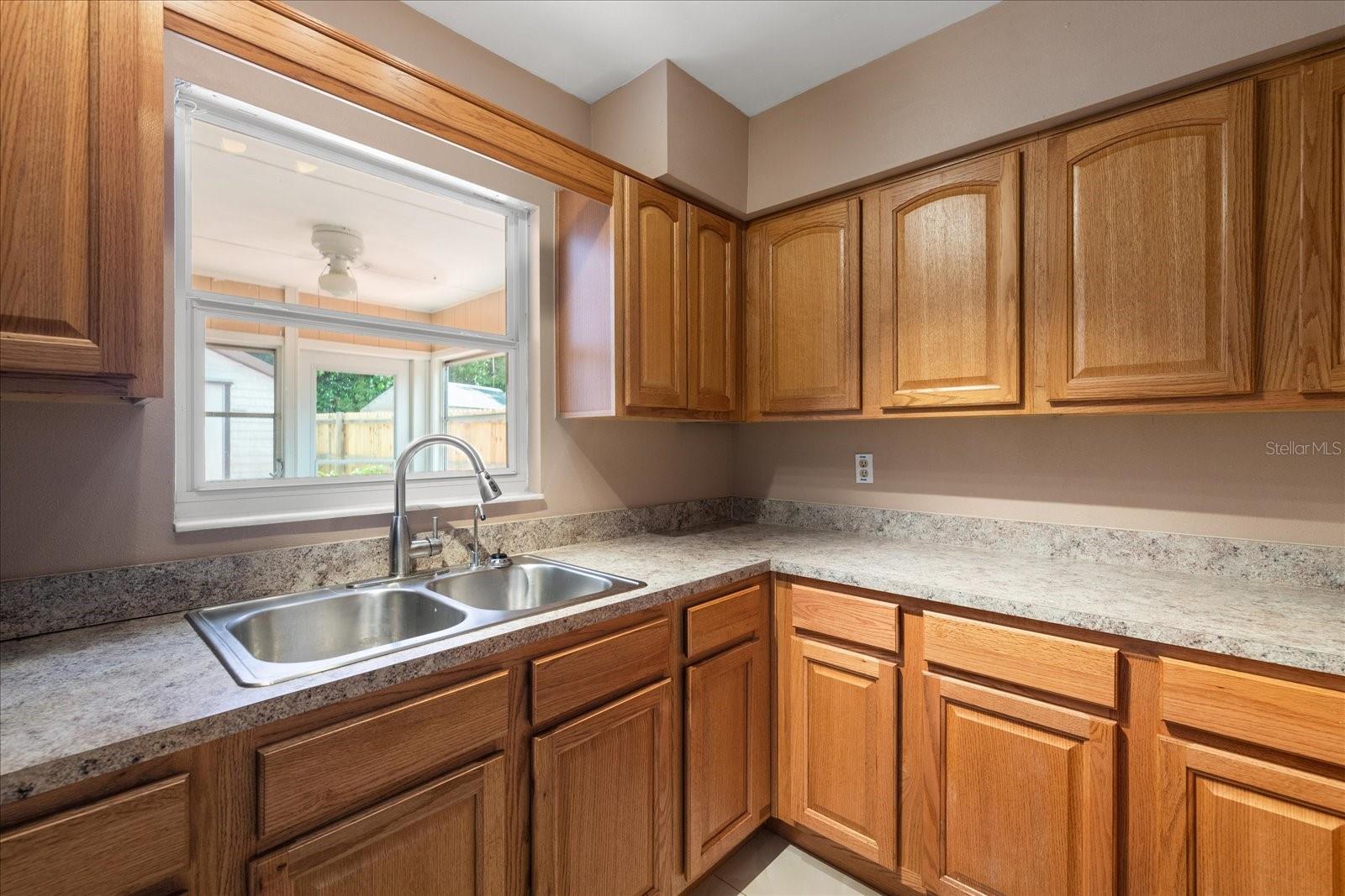 Custom wood cabinets.