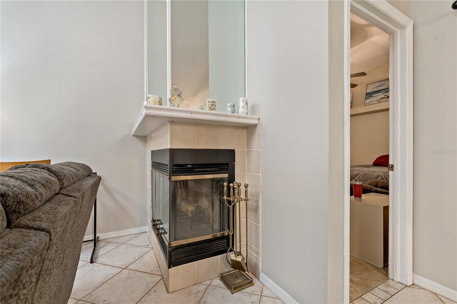 Wood Burning Fireplace in Living Room