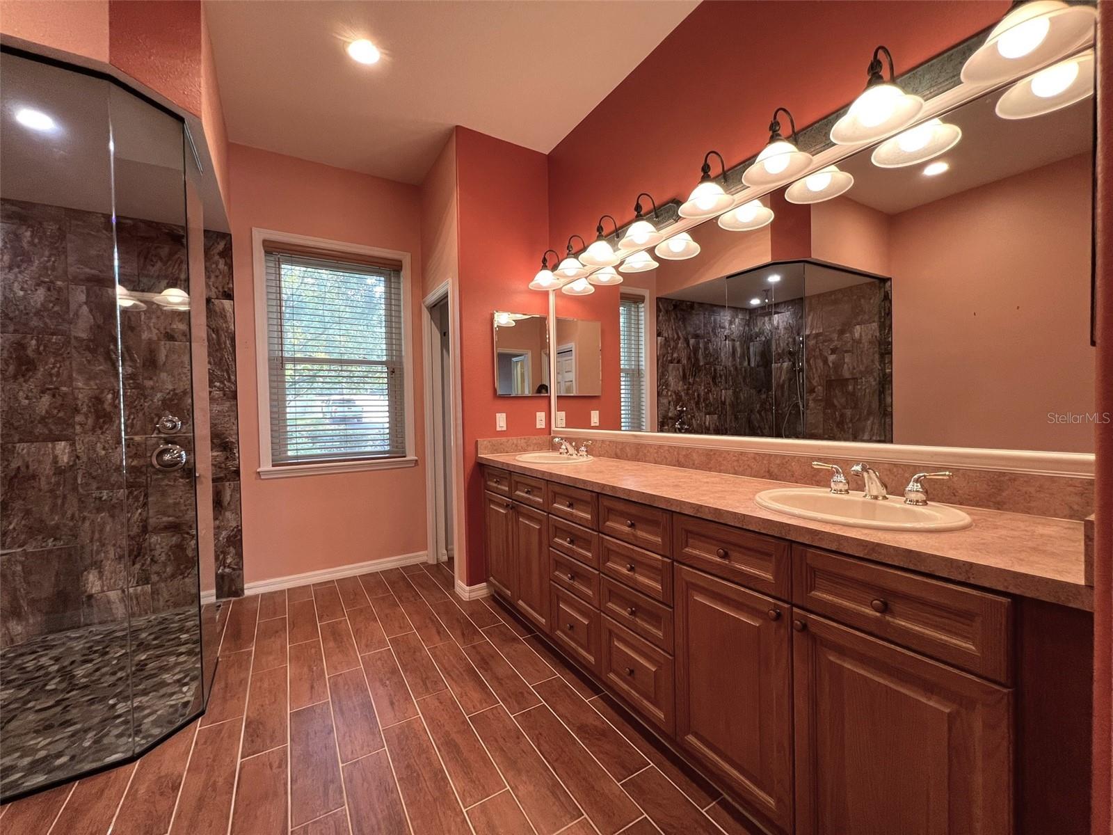 principal bath - two sinks - fabulous shower