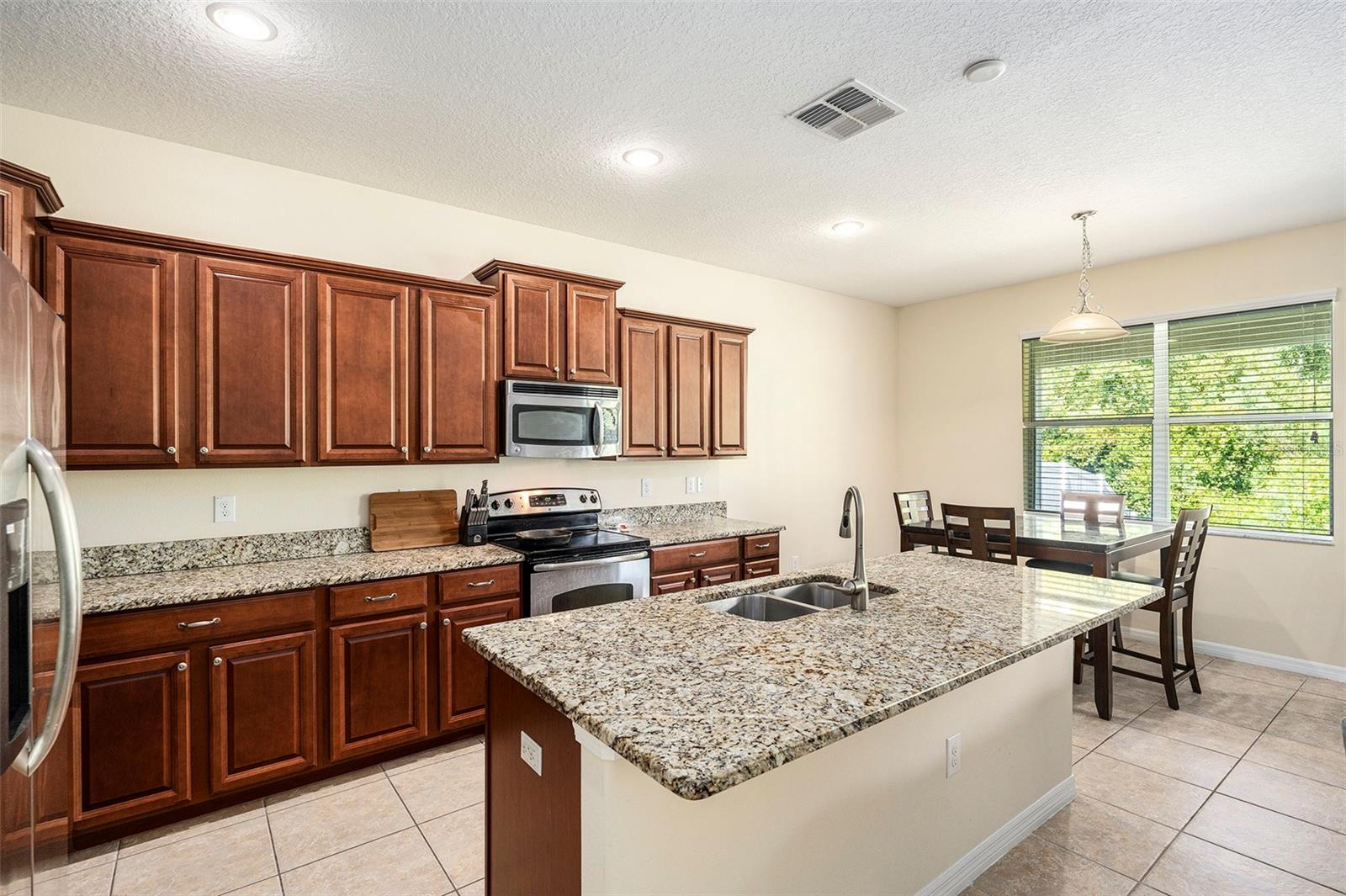 Kitchen area with a large island