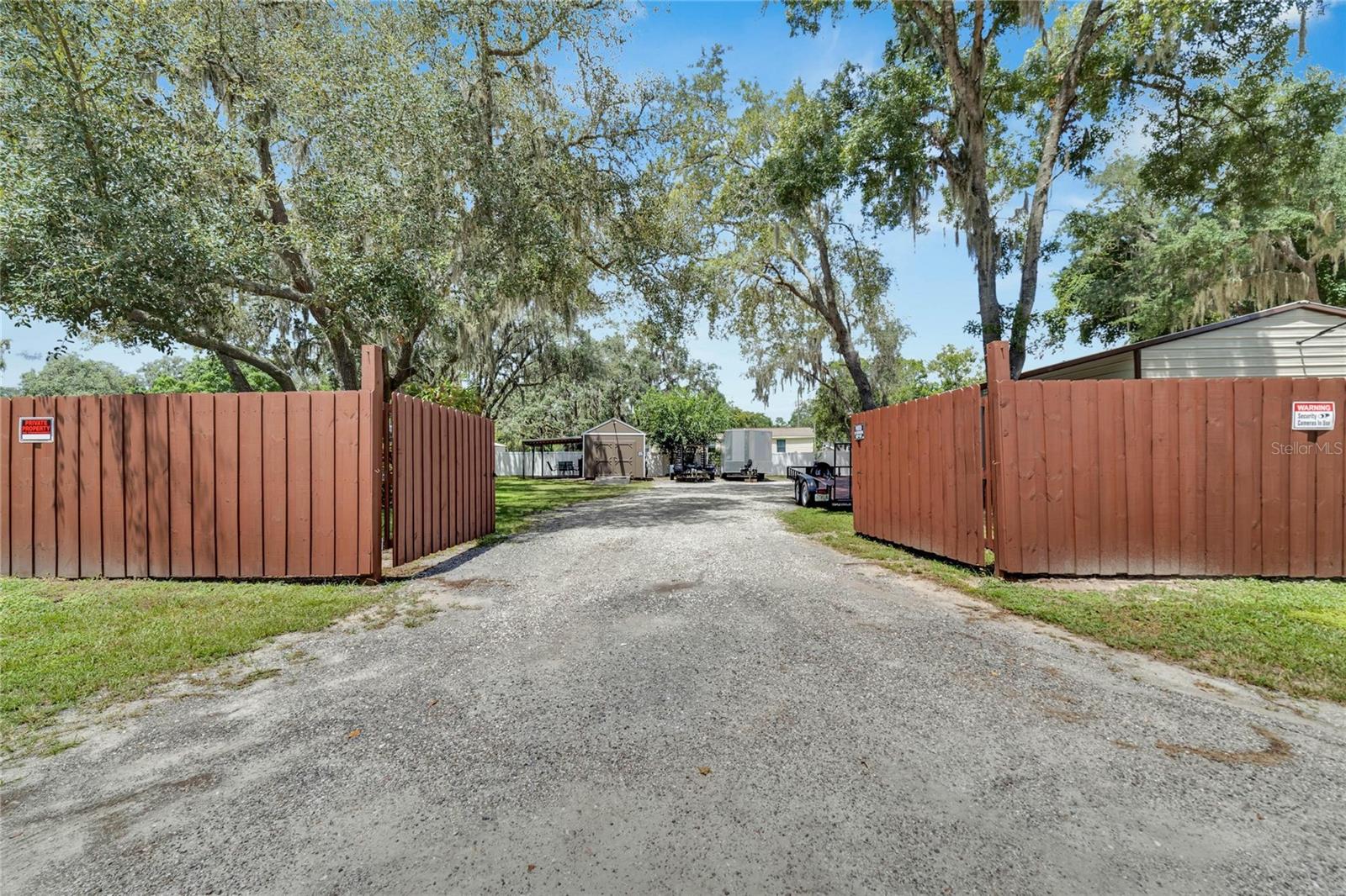 Gated entrance to the garage