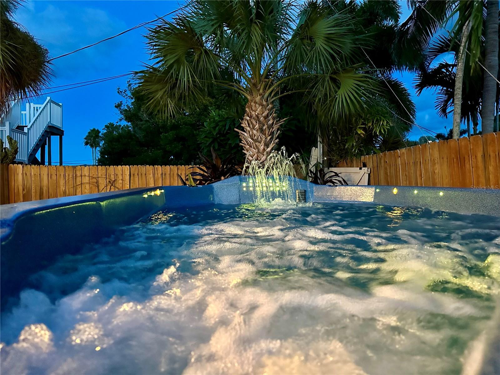 Swim Spa has lights, red, green and blue