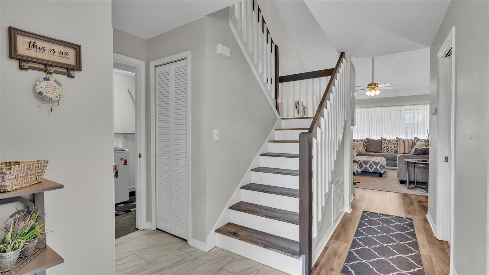 Foyer from front door entry to living room