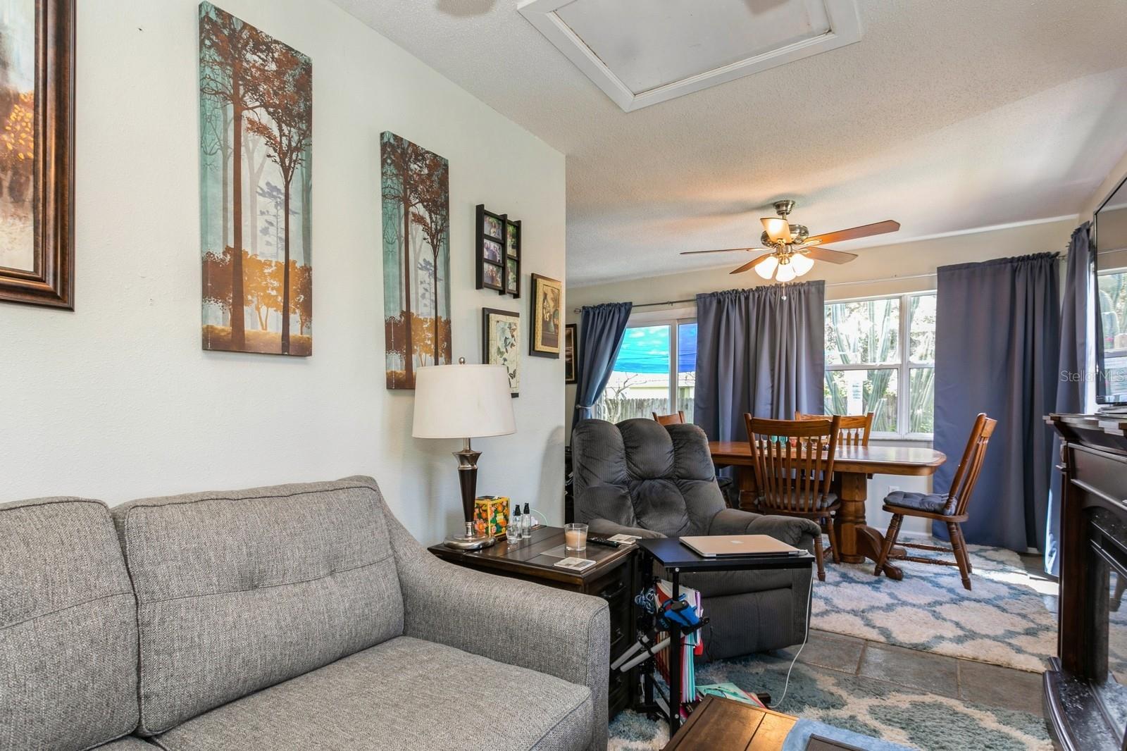 Family room open to dining area