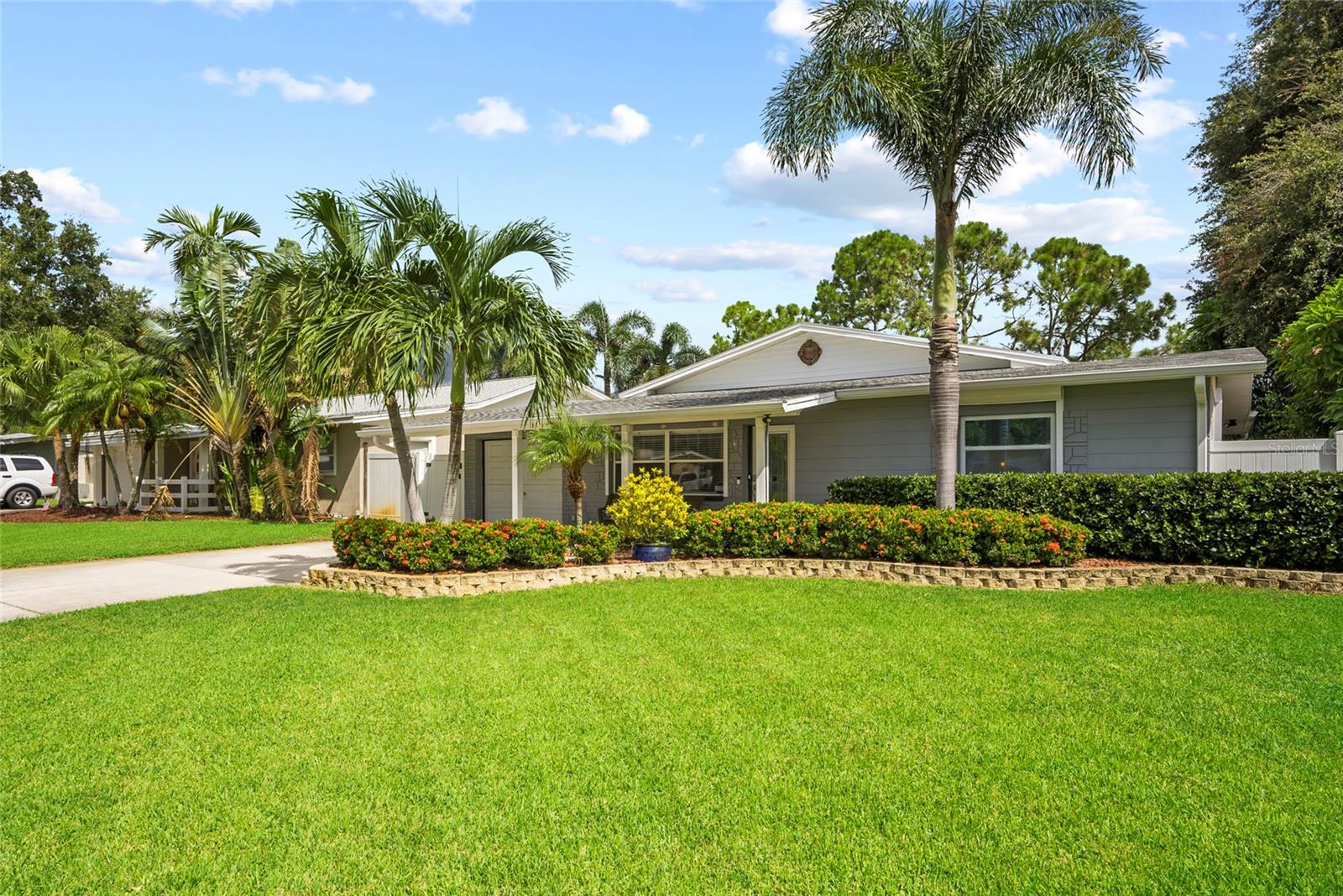 This home is beautifully landscaped.