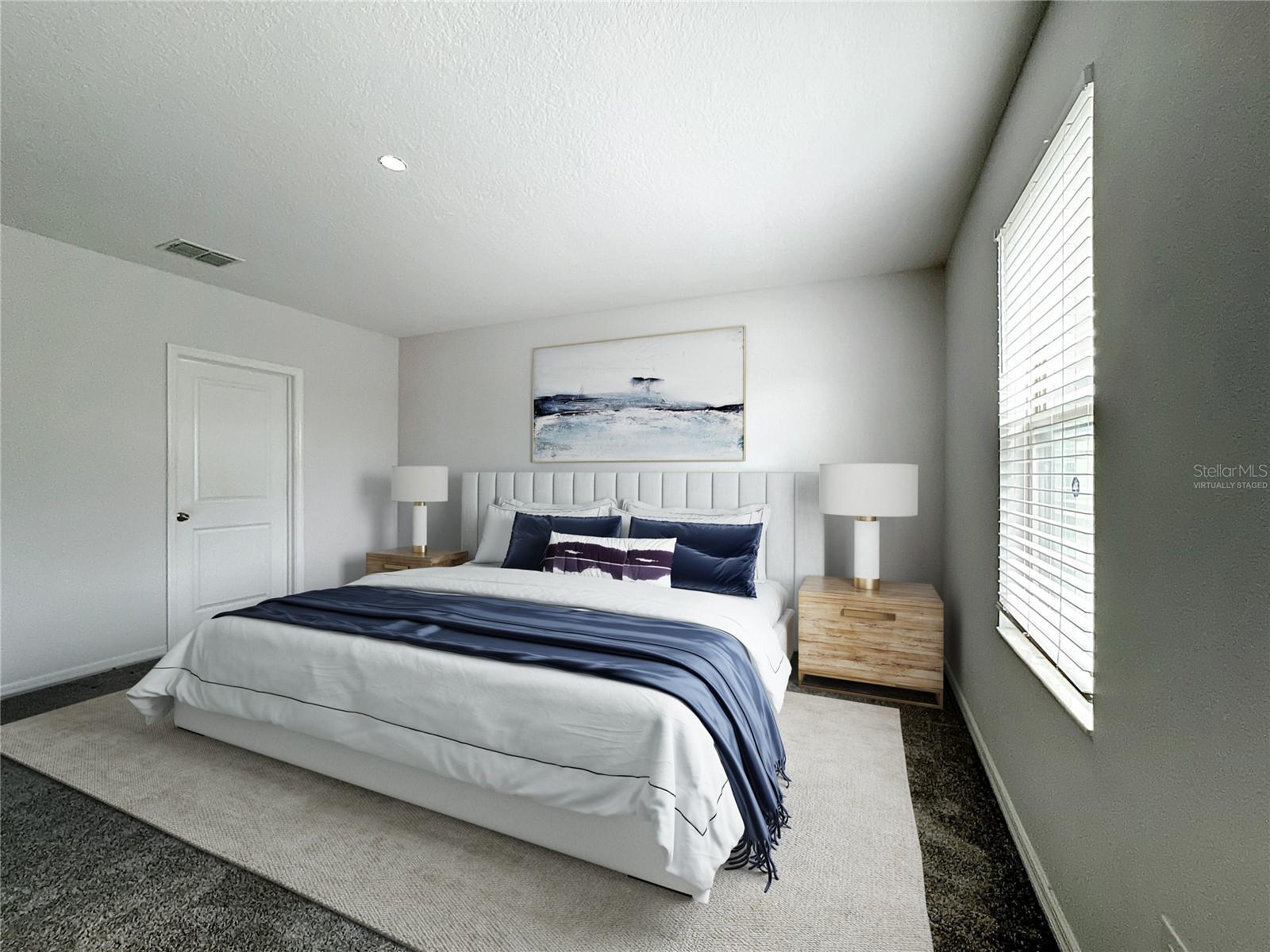 Virtually staged Master Bedroom