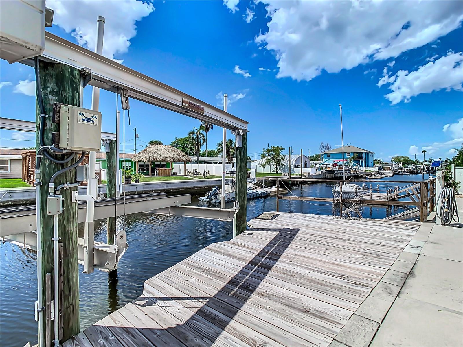 View of Boat Lift and deck